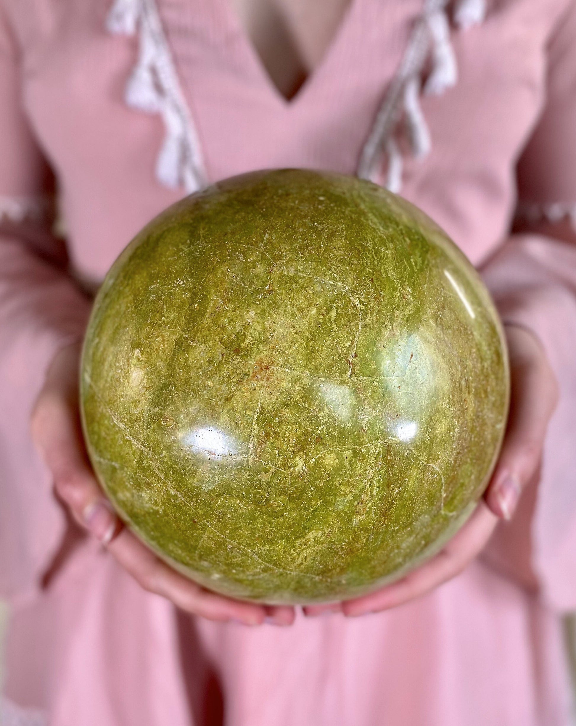 XXL Green Opal Sphere, crystal ball, green opal sphere, large crystal ball, huge crystals, green opal