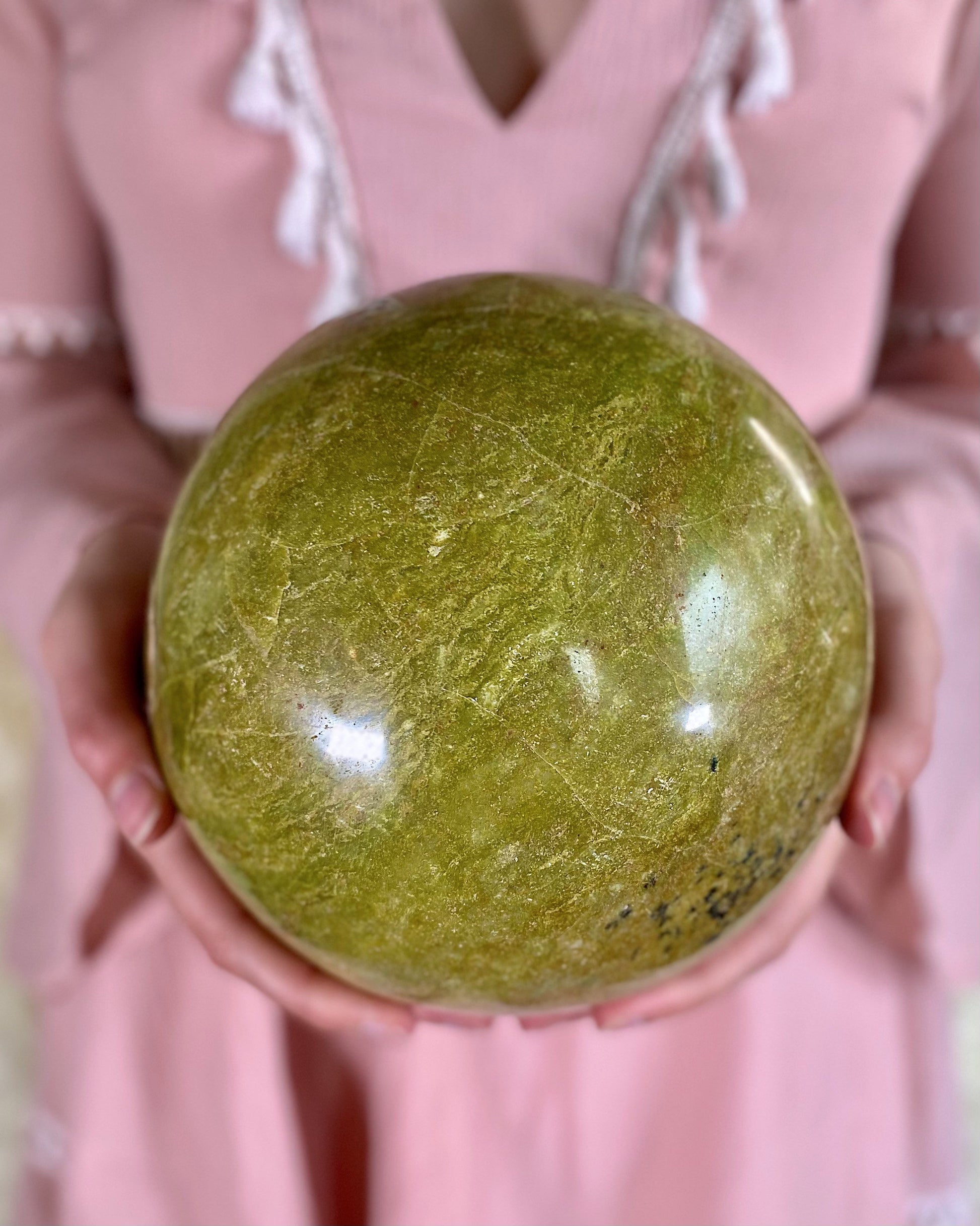 XXL Green Opal Sphere, crystal ball, green opal sphere, large crystal ball, huge crystals, green opal