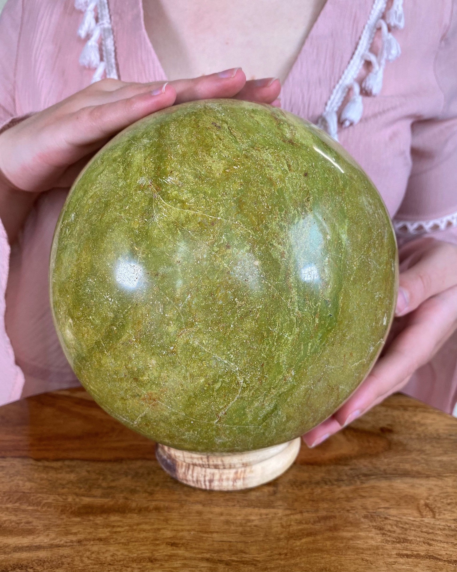 XXL Green Opal Sphere, crystal ball, green opal sphere, large crystal ball, huge crystals, green opal