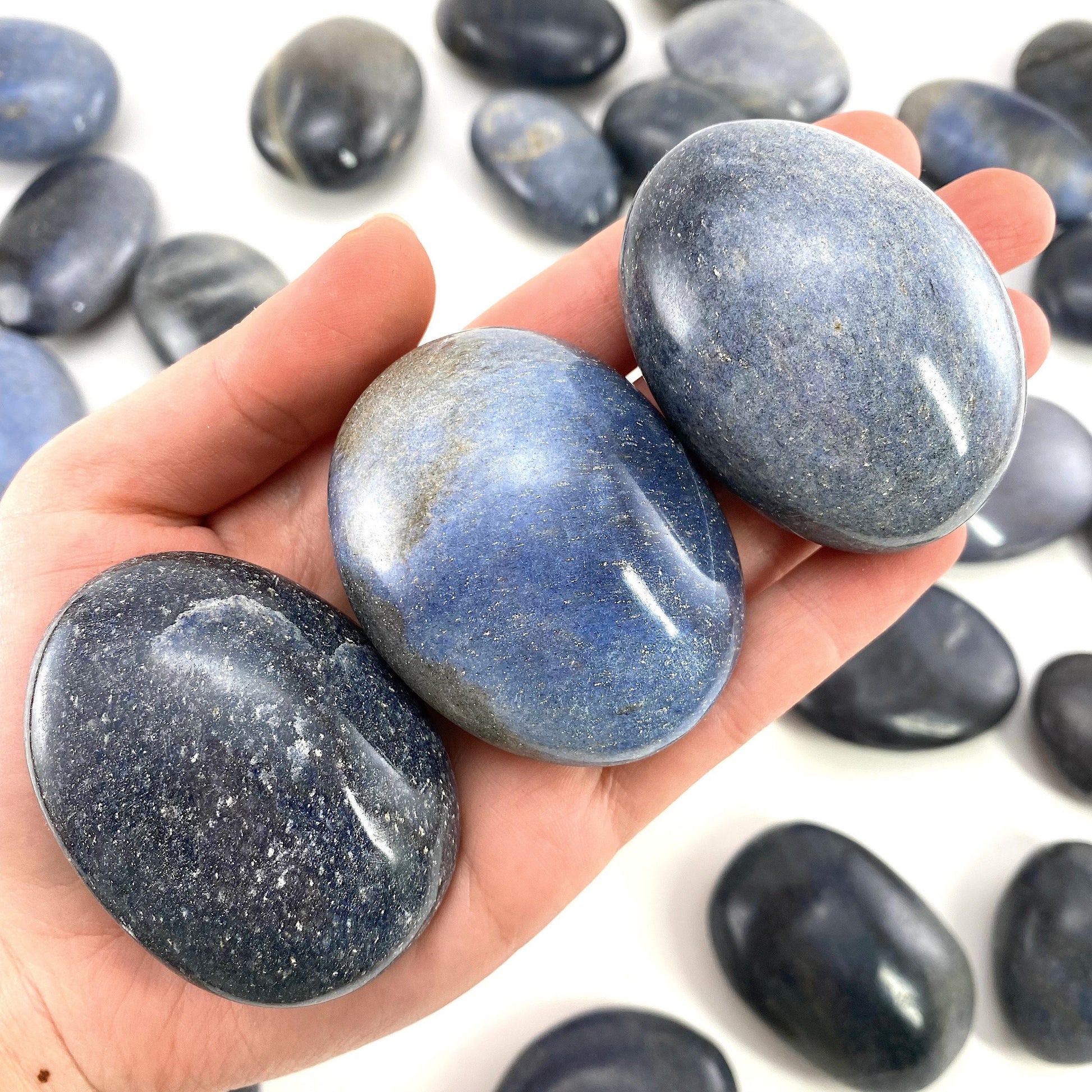 Blue Lazulite Palm Stone, lazulite, lazulite palmstone, palm stone, blue lazulite, crystals
