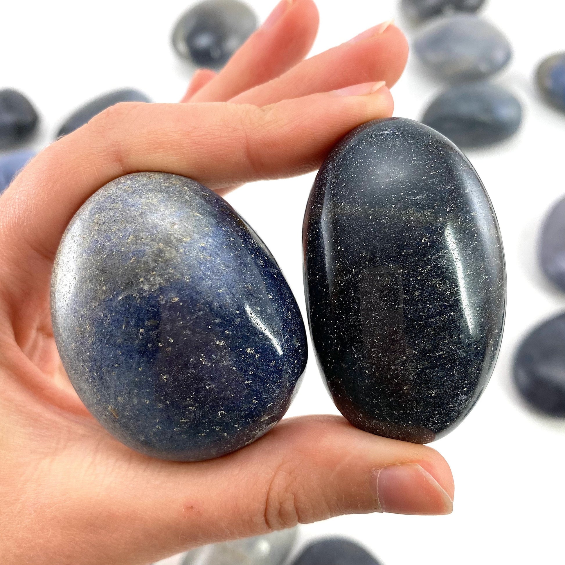 Blue Lazulite Palm Stone, lazulite, lazulite palmstone, palm stone, blue lazulite, crystals