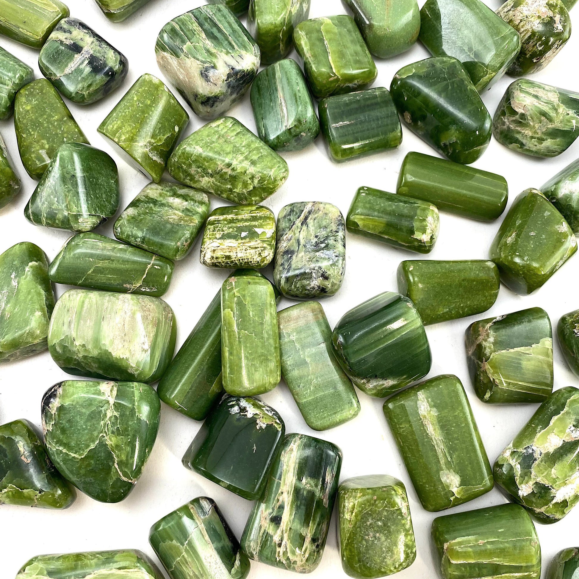 Tremolite Tumbled Stone | green tremolite crystal, polished tremolite, tremolite pocket stone