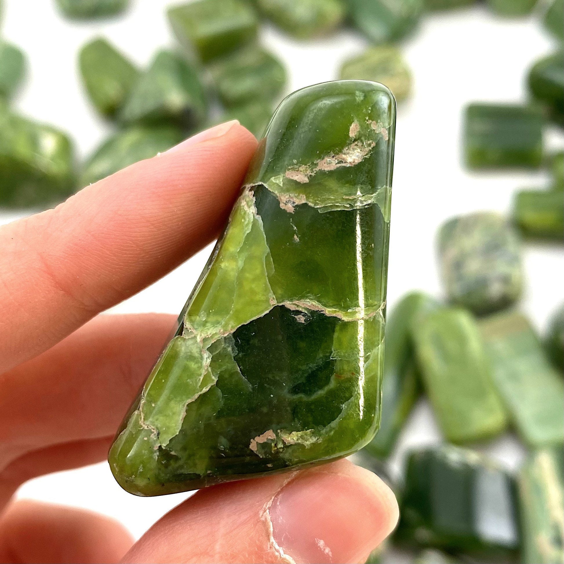 Tremolite Tumbled Stone | green tremolite crystal, polished tremolite, tremolite pocket stone