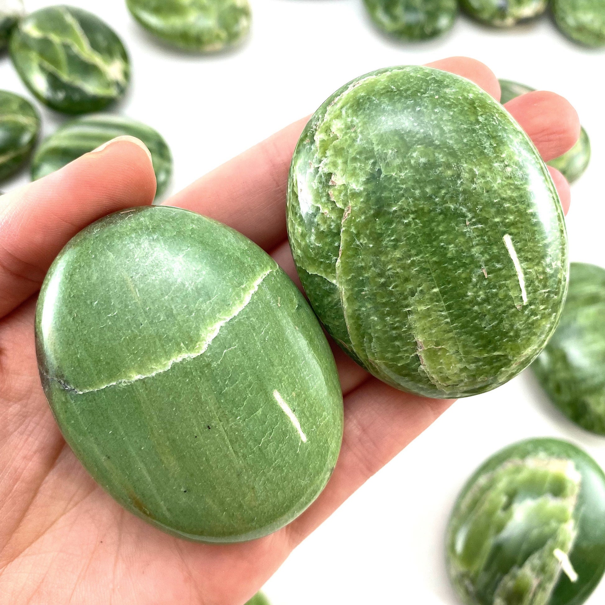 Rare! Tremolite Palm Stone, green tremolite, tremolite palmstone, palm stone, worry stone
