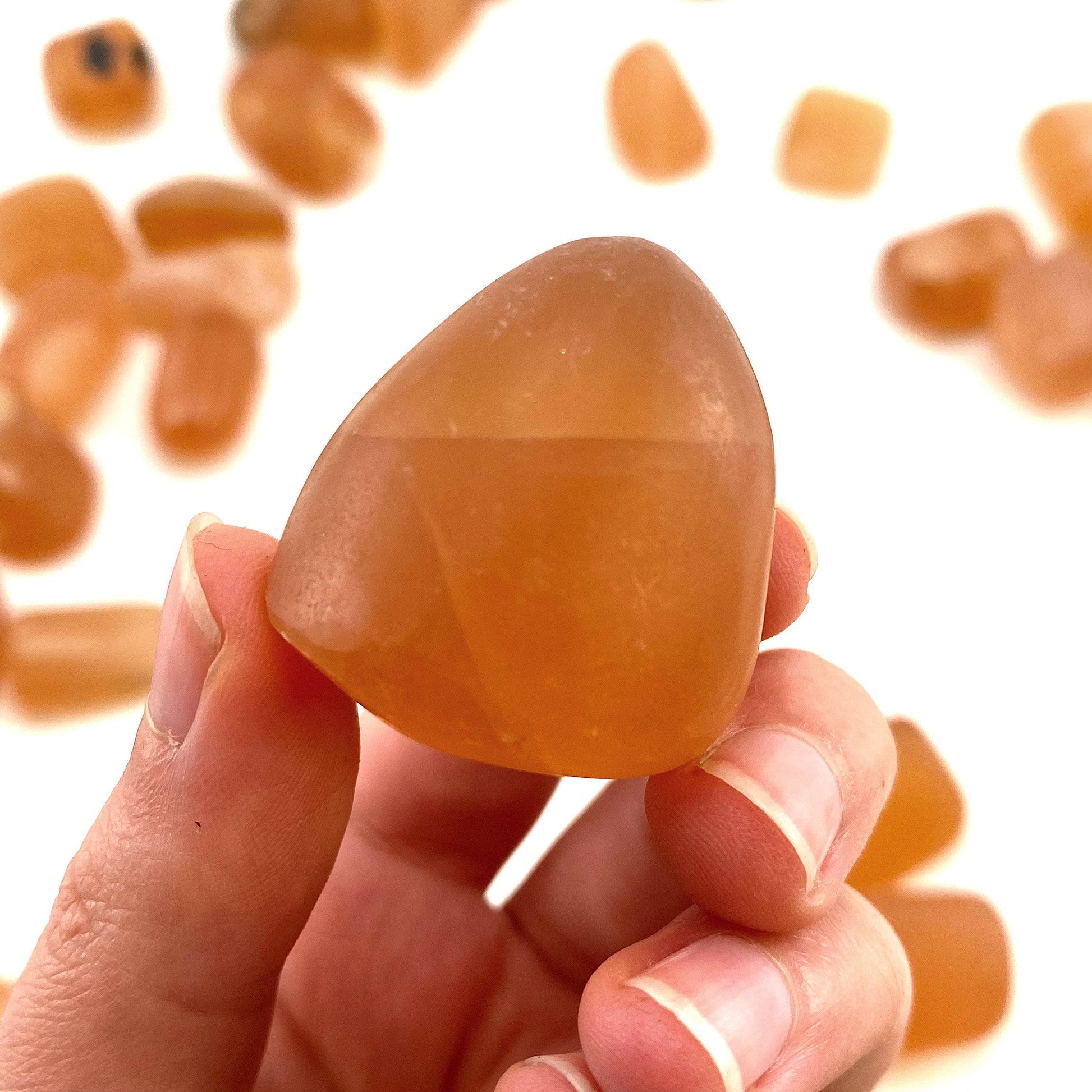 ONE tumbled honey calcite, natural orange calcite, polished honey calcite, orange calcite tumble, honey calcite crystal