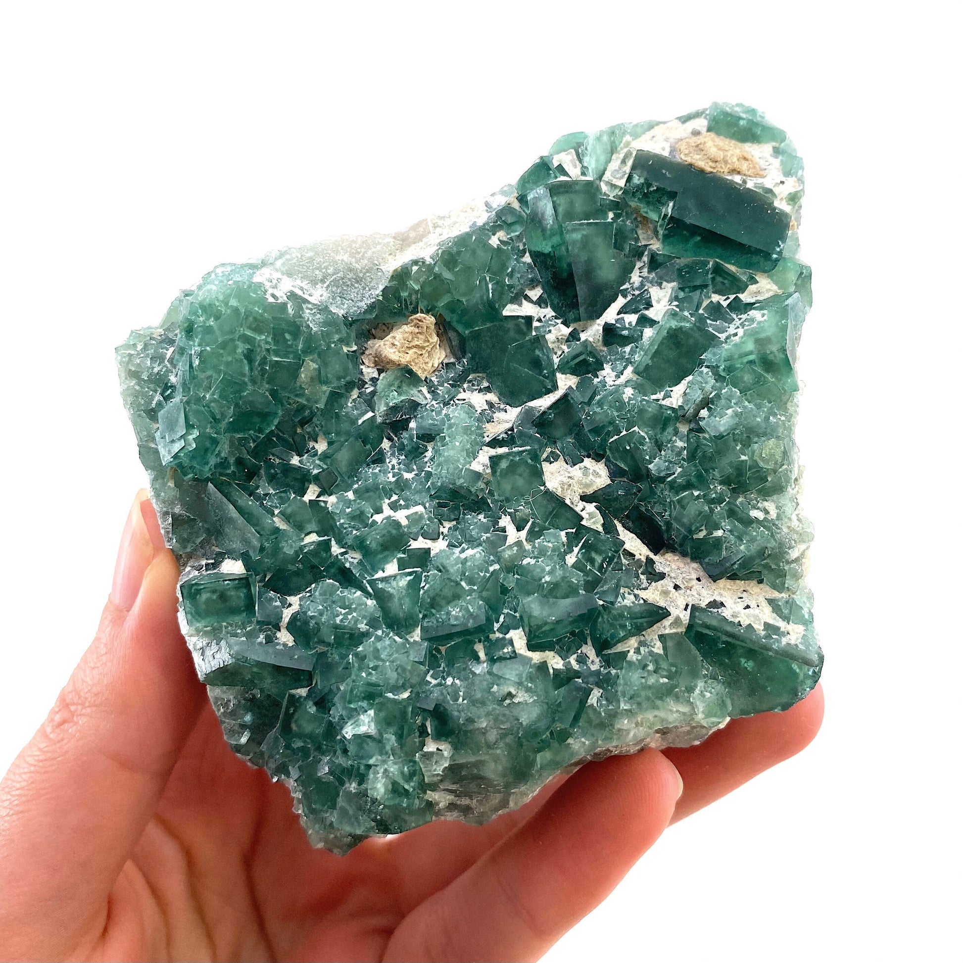 Raw green fluorite cluster, cubic fluorite, green fluorite