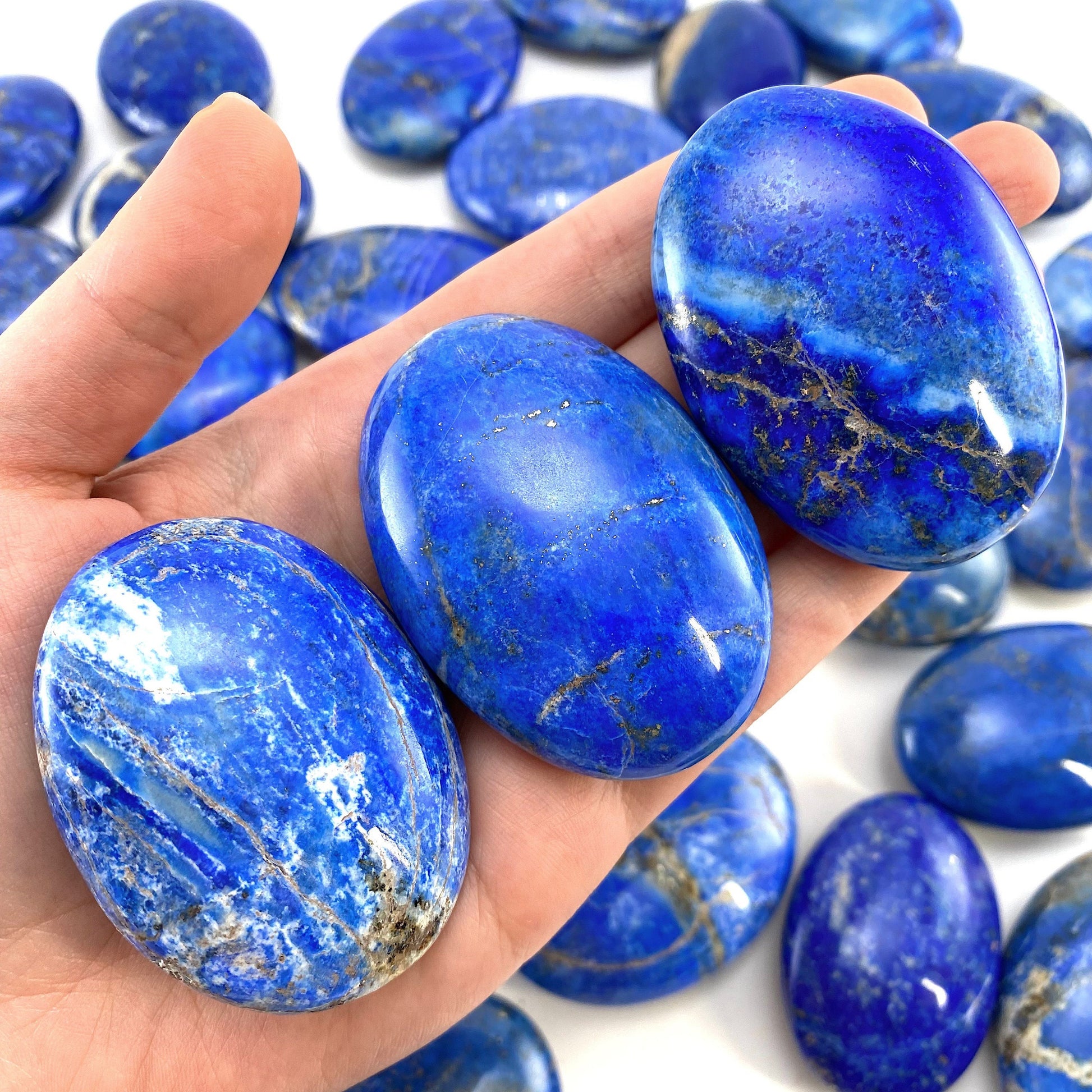 Lapis Lazuli Palm Stone | Polished Blue Crystal Worry Stone (Third Eye Chakra)