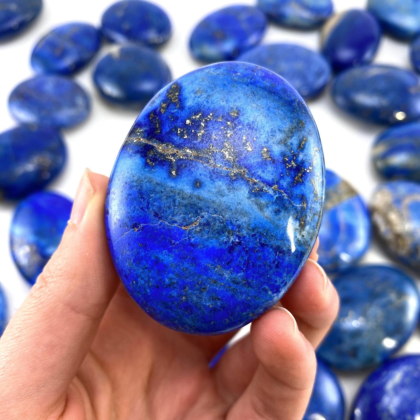 Lapis Lazuli Palm Stone | Polished Blue Crystal Worry Stone (Third Eye Chakra)