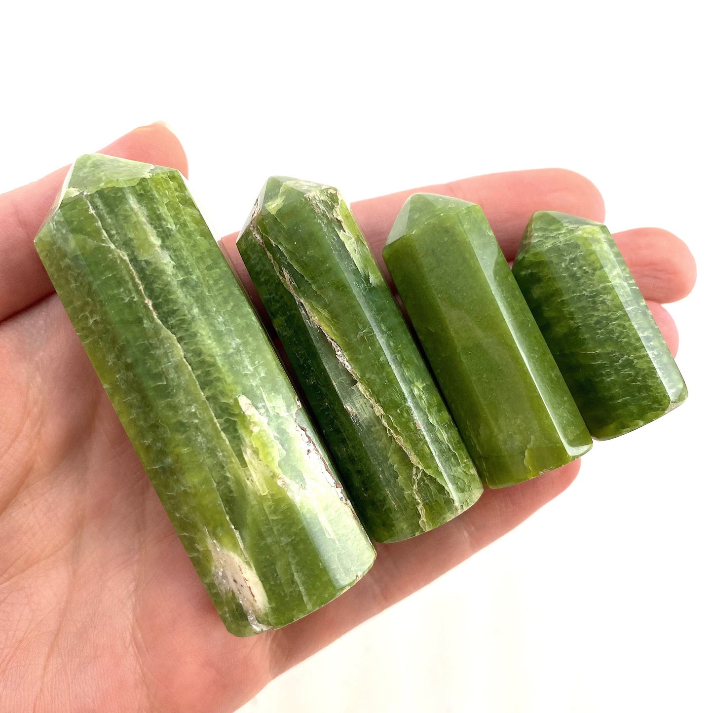 Rare! Tremolite Point, green tremolite tower, crystal point, green tremolite crystal, polished tremolite