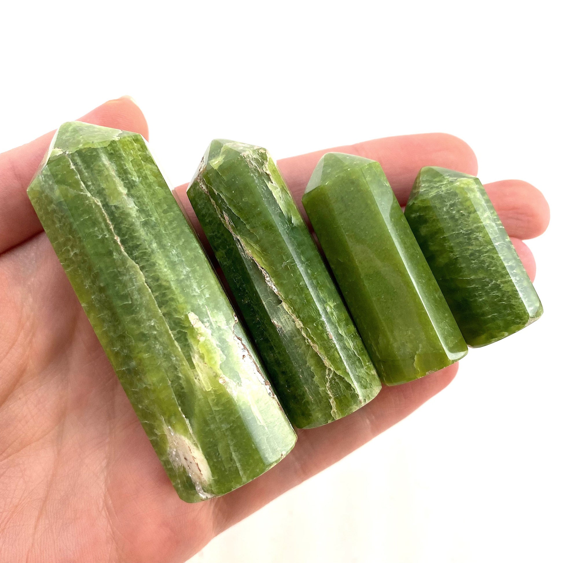 Rare! Tremolite Point, green tremolite tower, crystal point, green tremolite crystal, polished tremolite