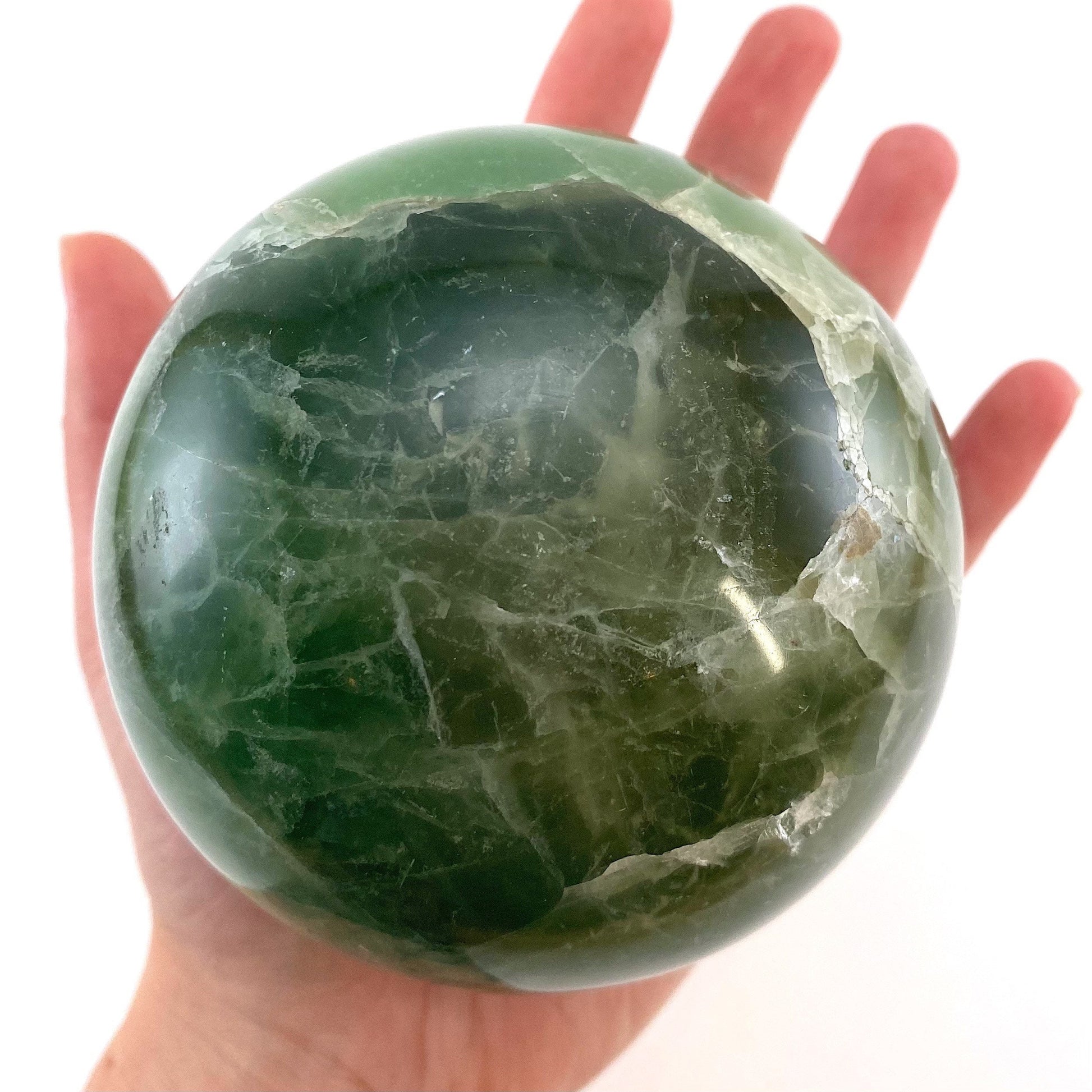 Green Fluorite Sphere, crystal ball, green fluorite sphere, fluorite palm stone, crystal sphere