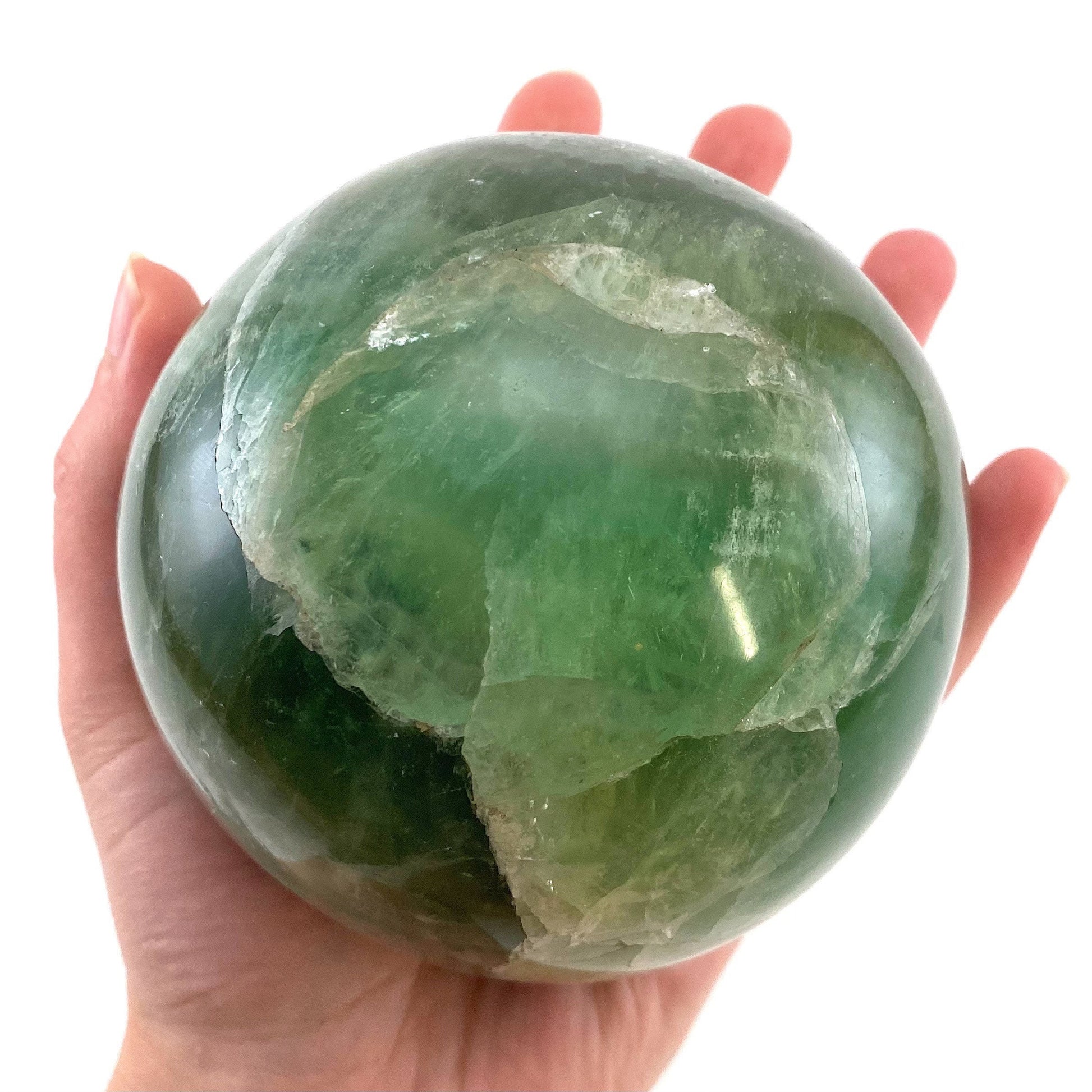Green Fluorite Sphere, crystal ball, green fluorite sphere, fluorite palm stone, crystal sphere