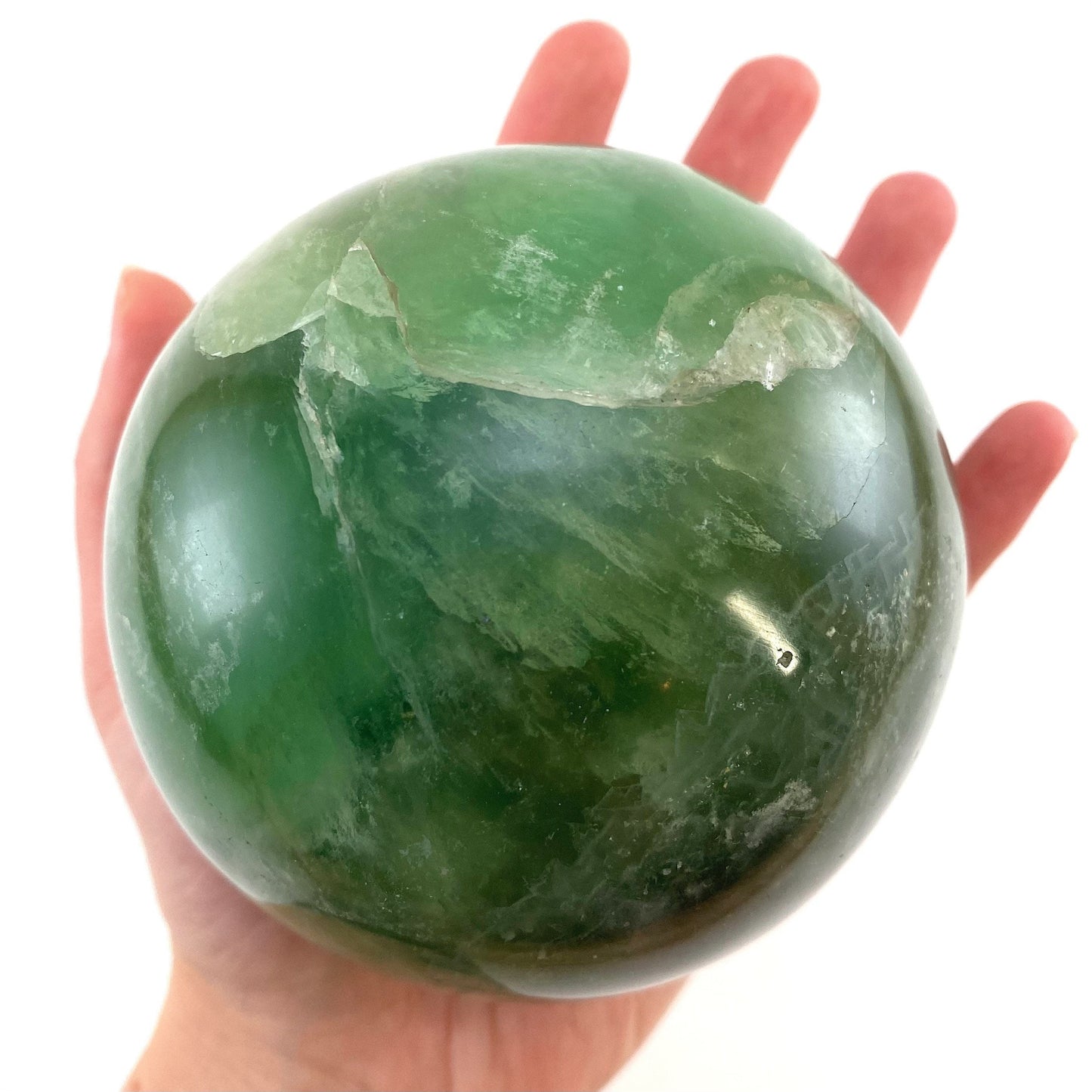 Green Fluorite Sphere, crystal ball, green fluorite sphere, fluorite palm stone, crystal sphere