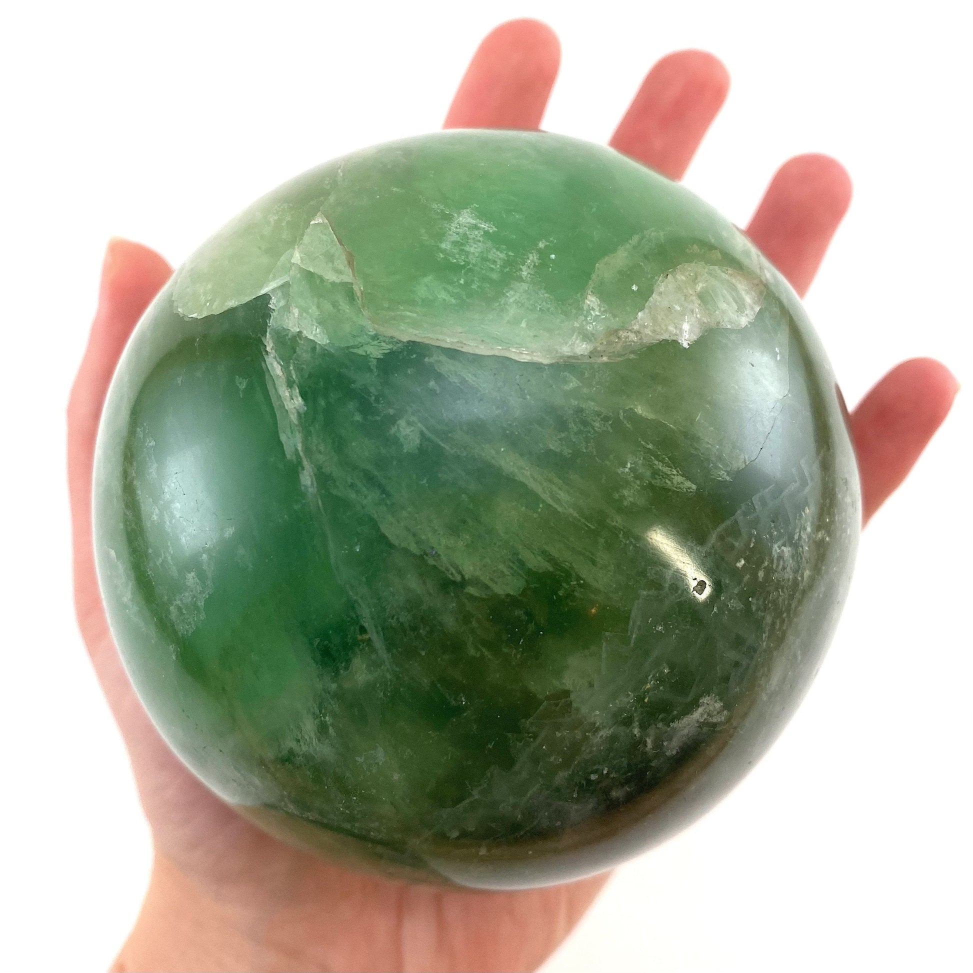 Green Fluorite Sphere, crystal ball, green fluorite sphere, fluorite palm stone, crystal sphere