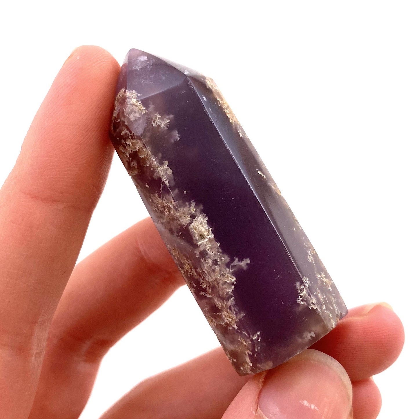 Purple Chalcedony Point, chalcedony mini tower, crystal point, purple chalcedony crystal, crystal tower