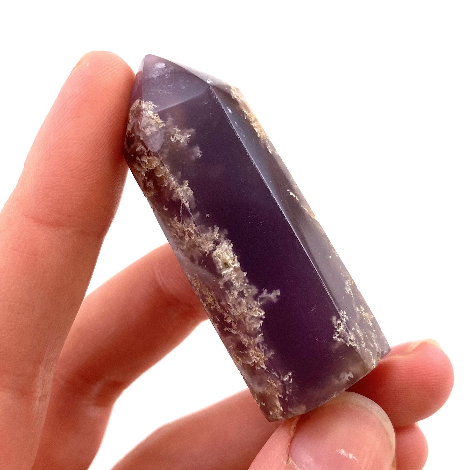 Purple Chalcedony Point, chalcedony mini tower, crystal point, purple chalcedony crystal, crystal tower