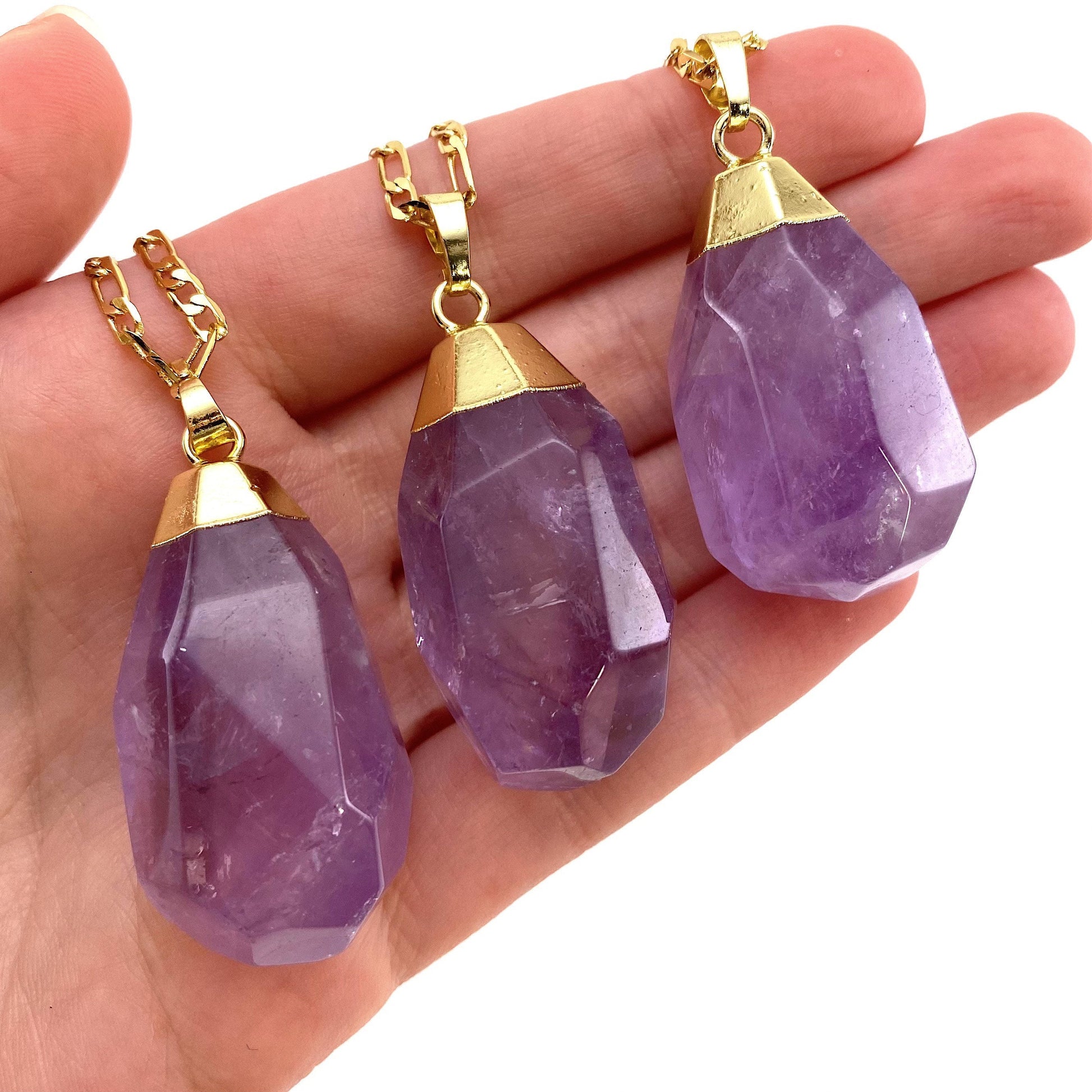 Amethyst Necklace, faceted amethyst necklace, crystal pendant, amethyst crystal necklace