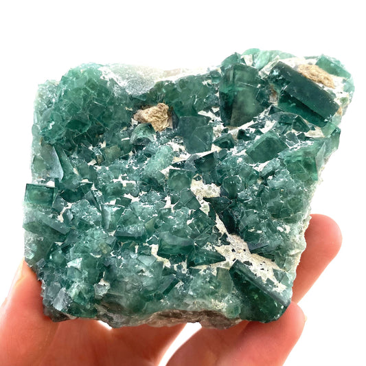 Raw green fluorite cluster, cubic fluorite, green fluorite
