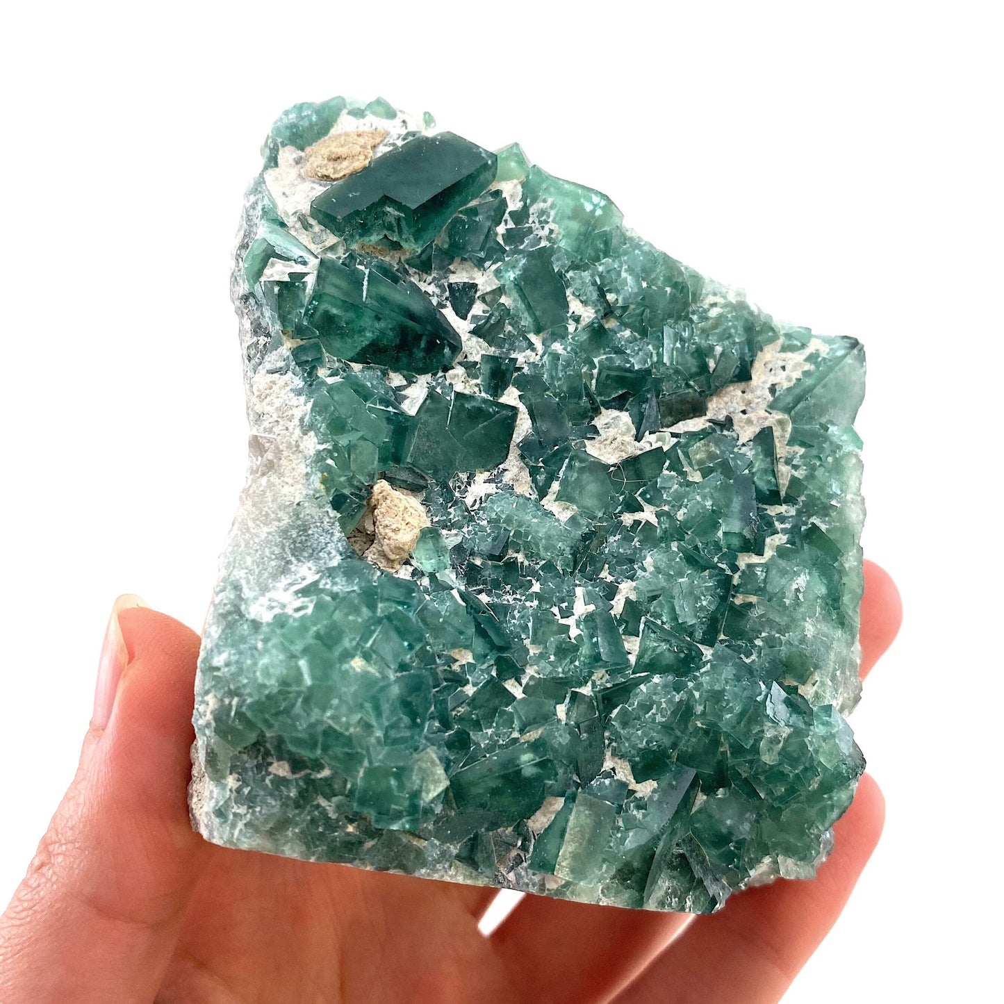 Raw green fluorite cluster, cubic fluorite, green fluorite