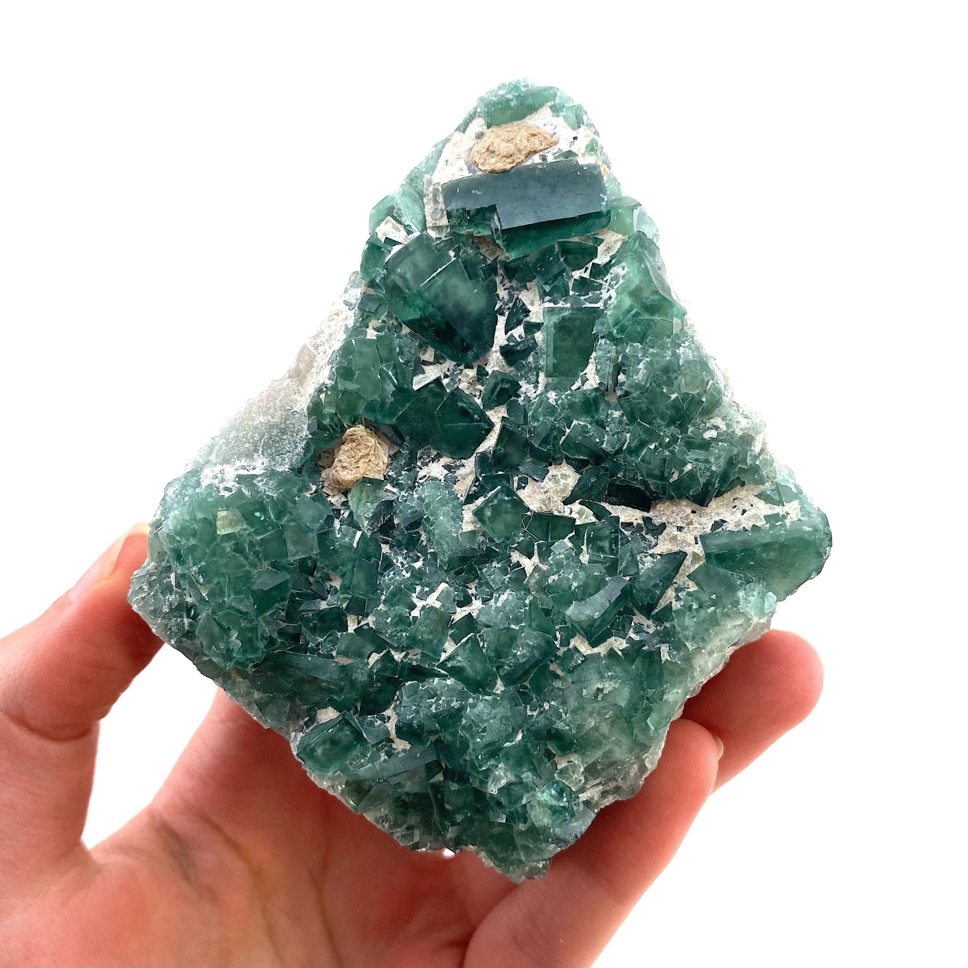 Raw green fluorite cluster, cubic fluorite, green fluorite