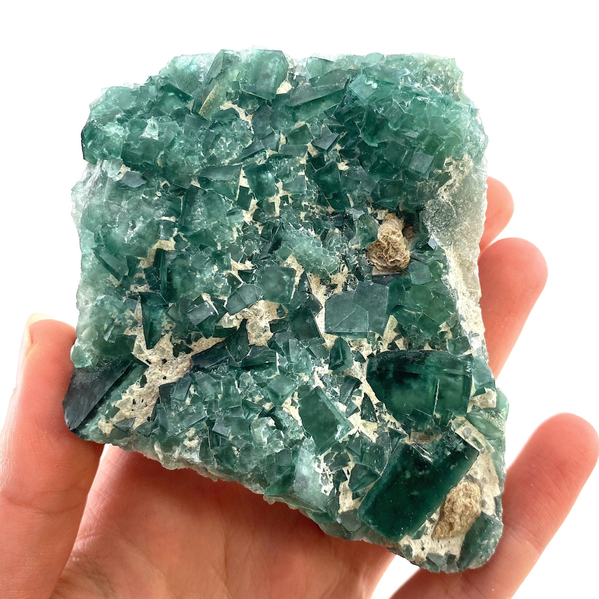 Raw green fluorite cluster, cubic fluorite, green fluorite