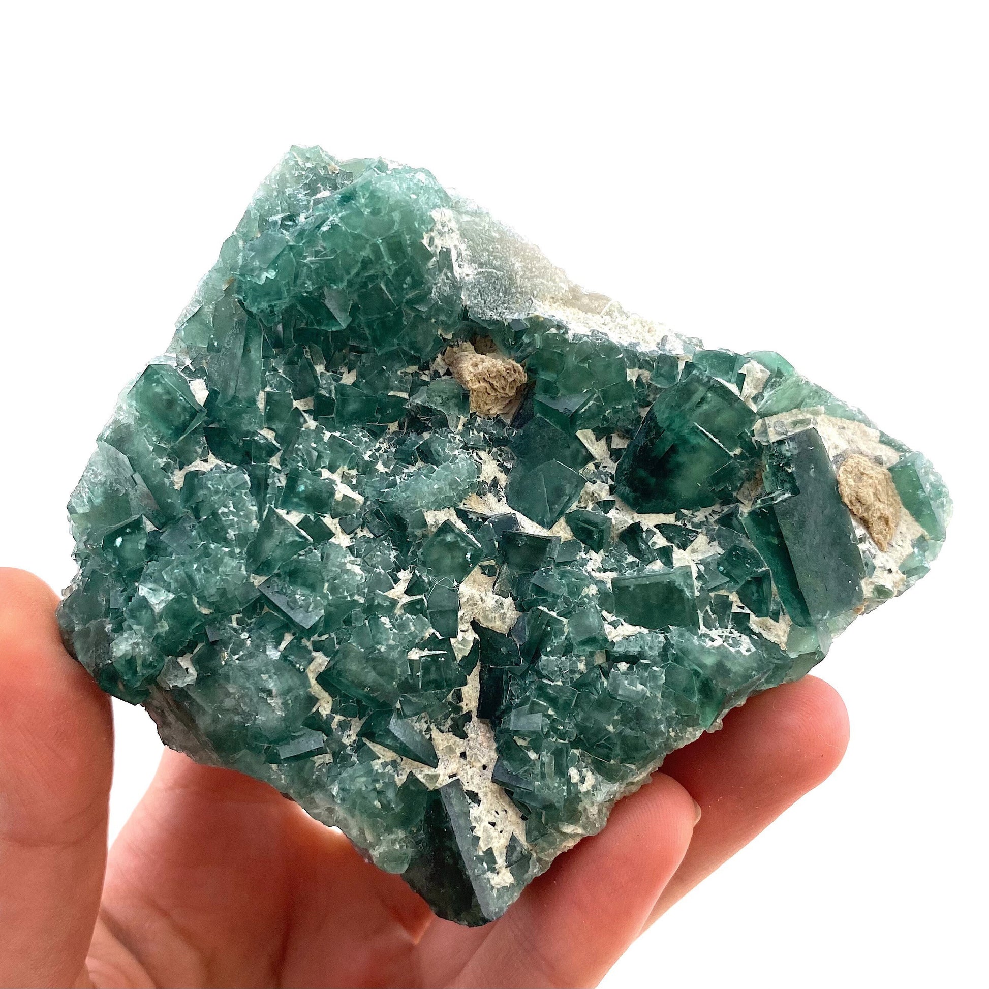 Raw green fluorite cluster, cubic fluorite, green fluorite