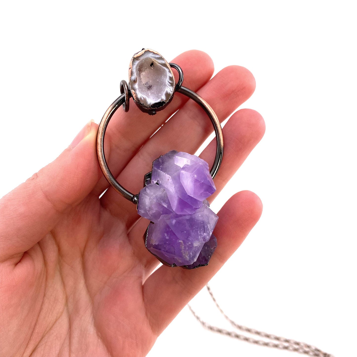 Amethyst Cluster Necklace, amethyst necklace, crystal pendant, crystal necklace, raw amethyst necklace