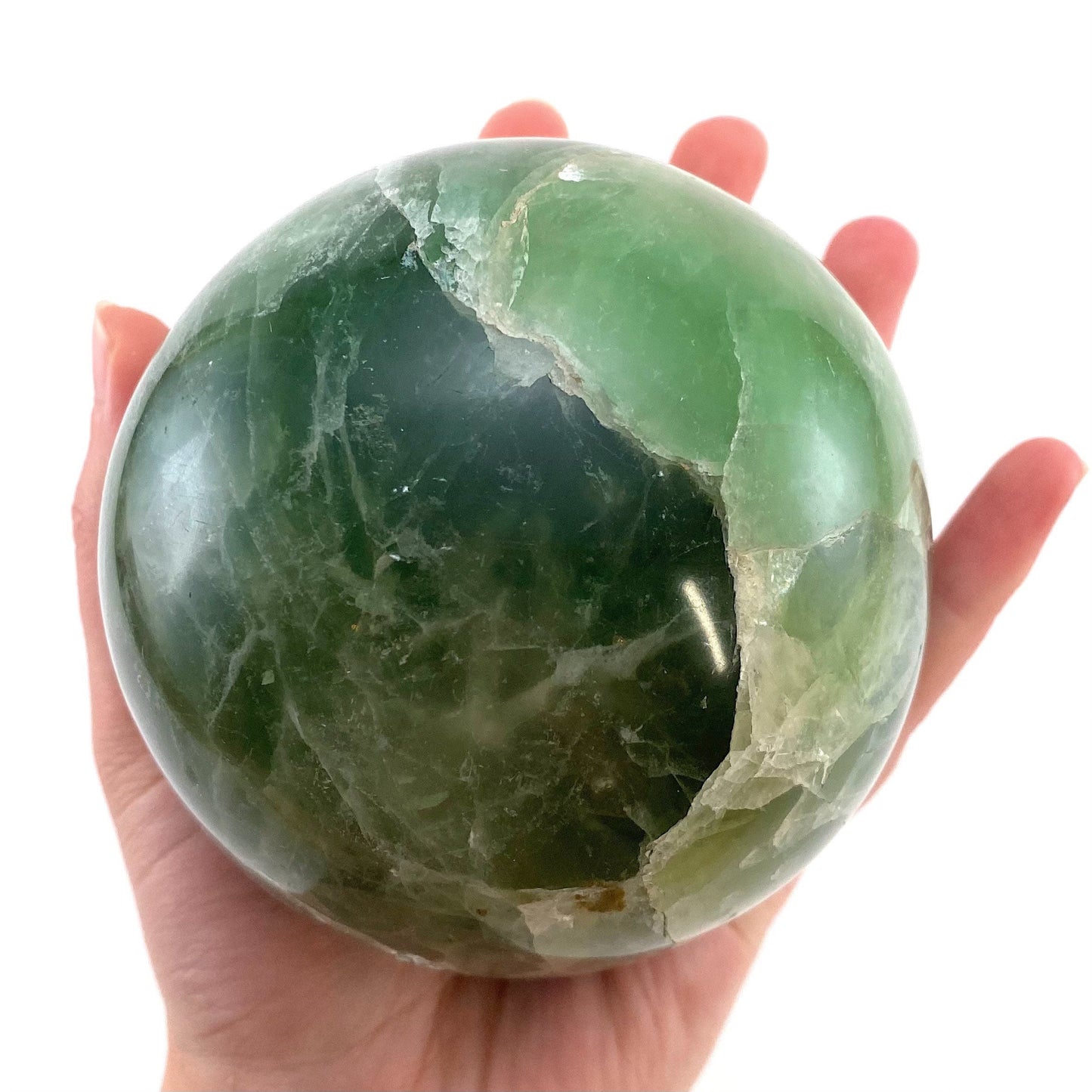 Green Fluorite Sphere, crystal ball, green fluorite sphere, fluorite palm stone, crystal sphere