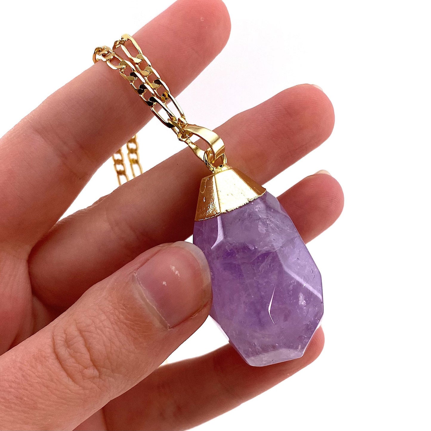 Amethyst Necklace, faceted amethyst necklace, crystal pendant, amethyst crystal necklace