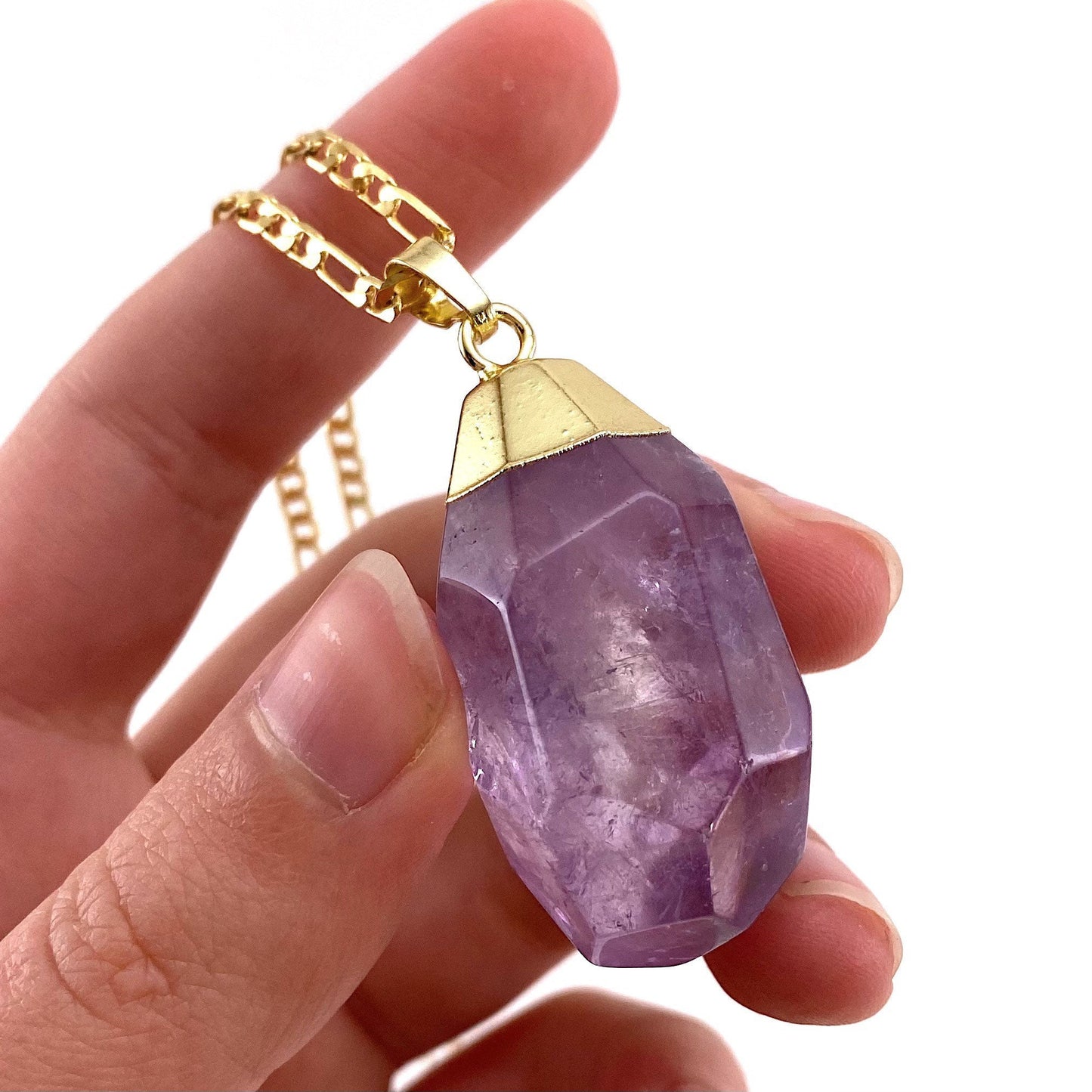 Amethyst Necklace, faceted amethyst necklace, crystal pendant, amethyst crystal necklace