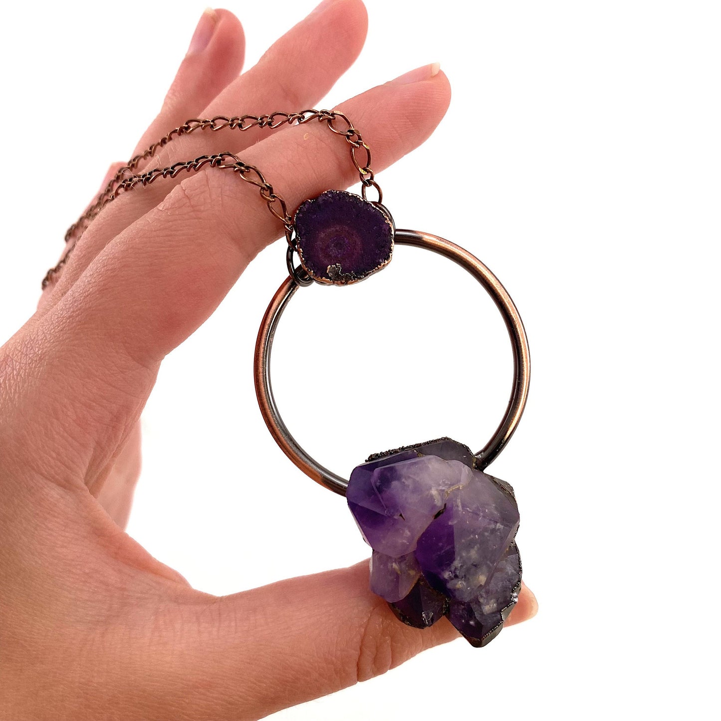 Amethyst Cluster Necklace, amethyst necklace, crystal pendant, crystal necklace, raw amethyst necklace