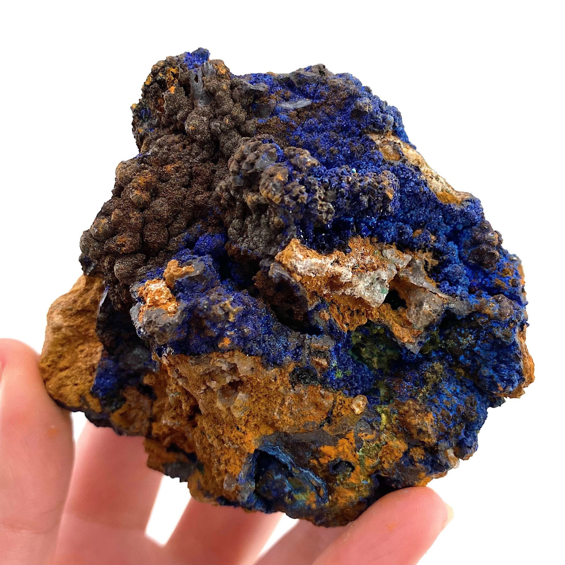 Raw Azurite with Malachite (Congo), raw azurite, azurite specimen