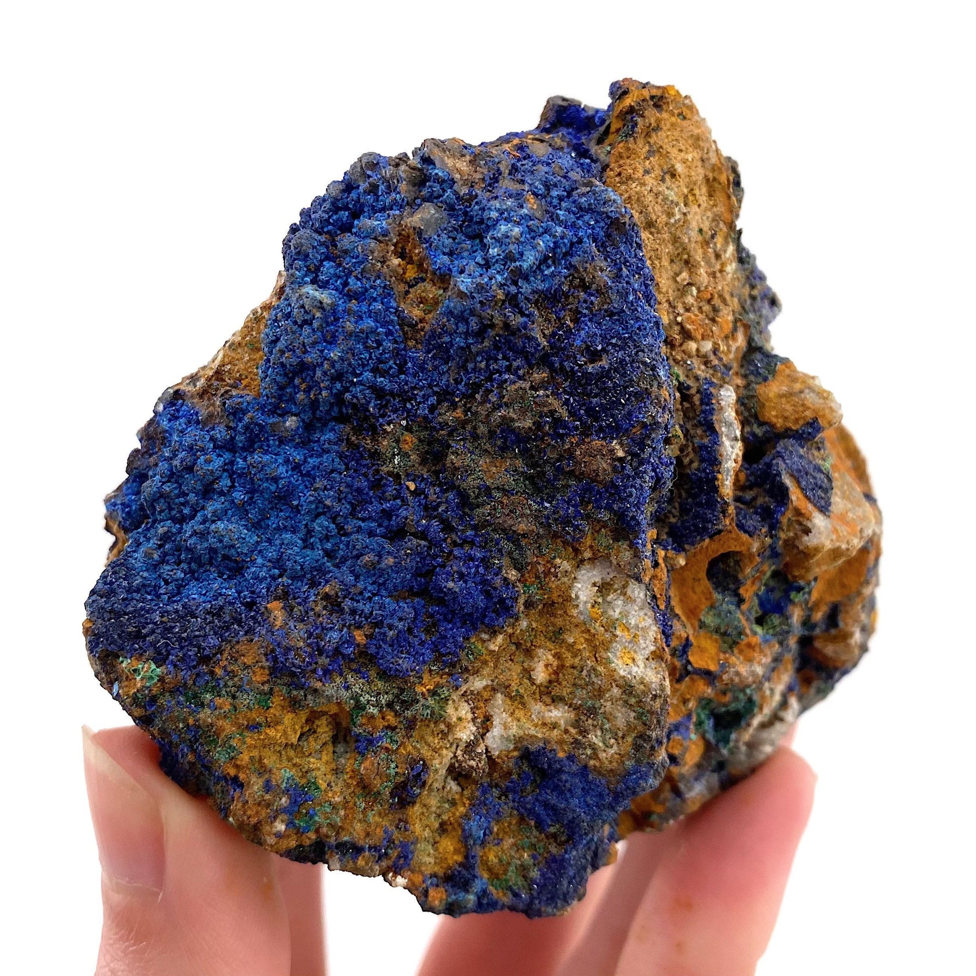 Raw Azurite with Malachite (Congo), raw azurite, azurite specimen