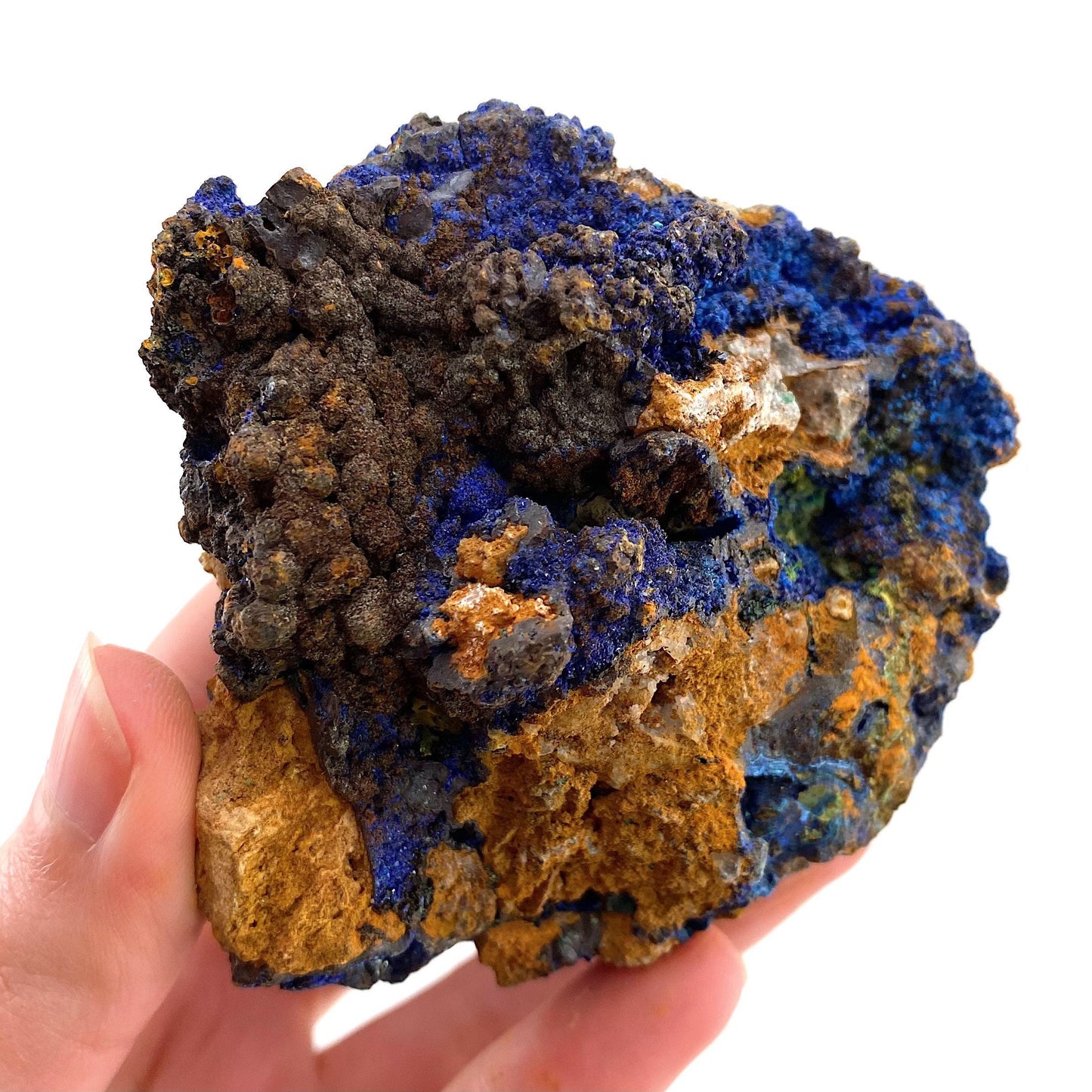 Raw Azurite with Malachite (Congo), raw azurite, azurite specimen