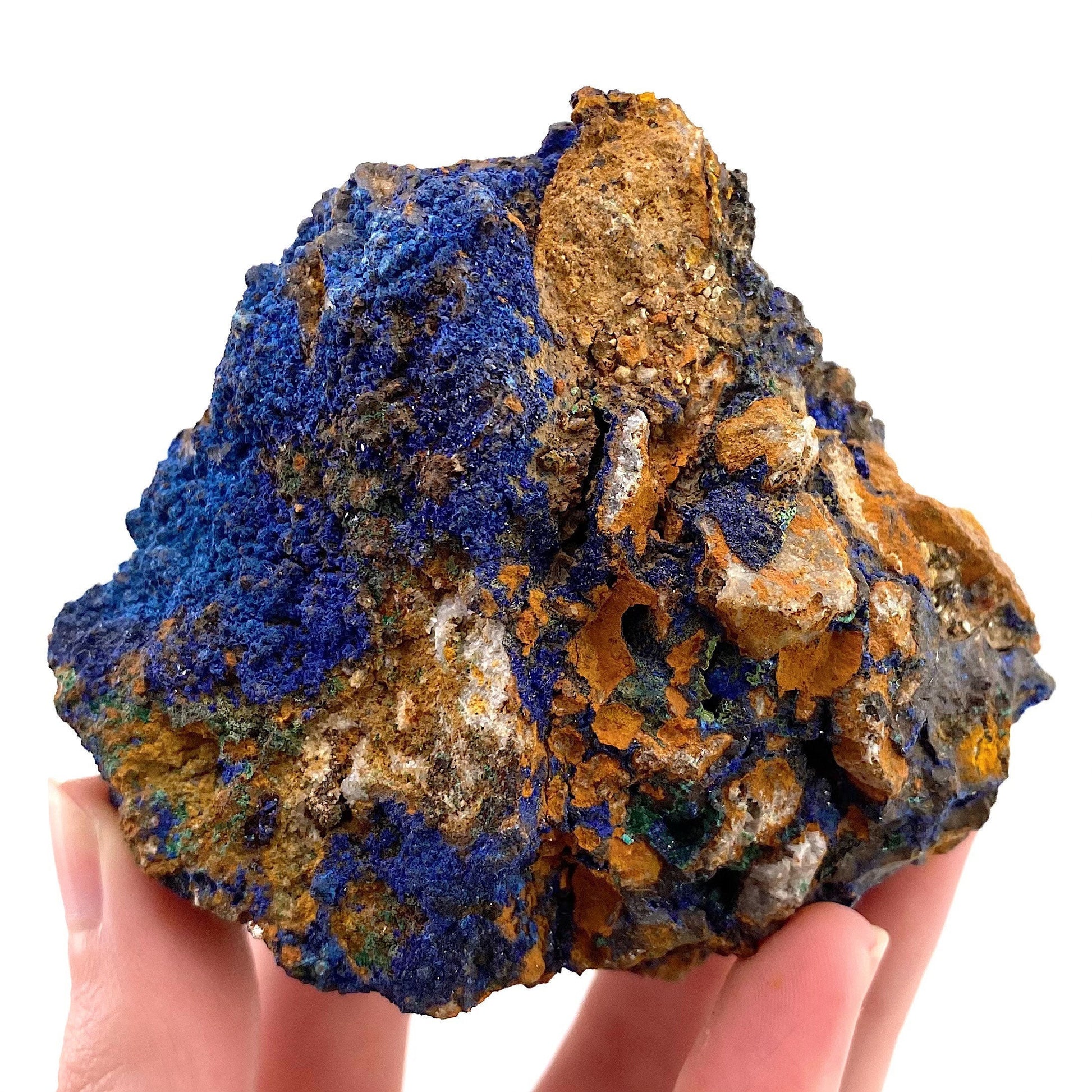 Raw Azurite with Malachite (Congo), raw azurite, azurite specimen