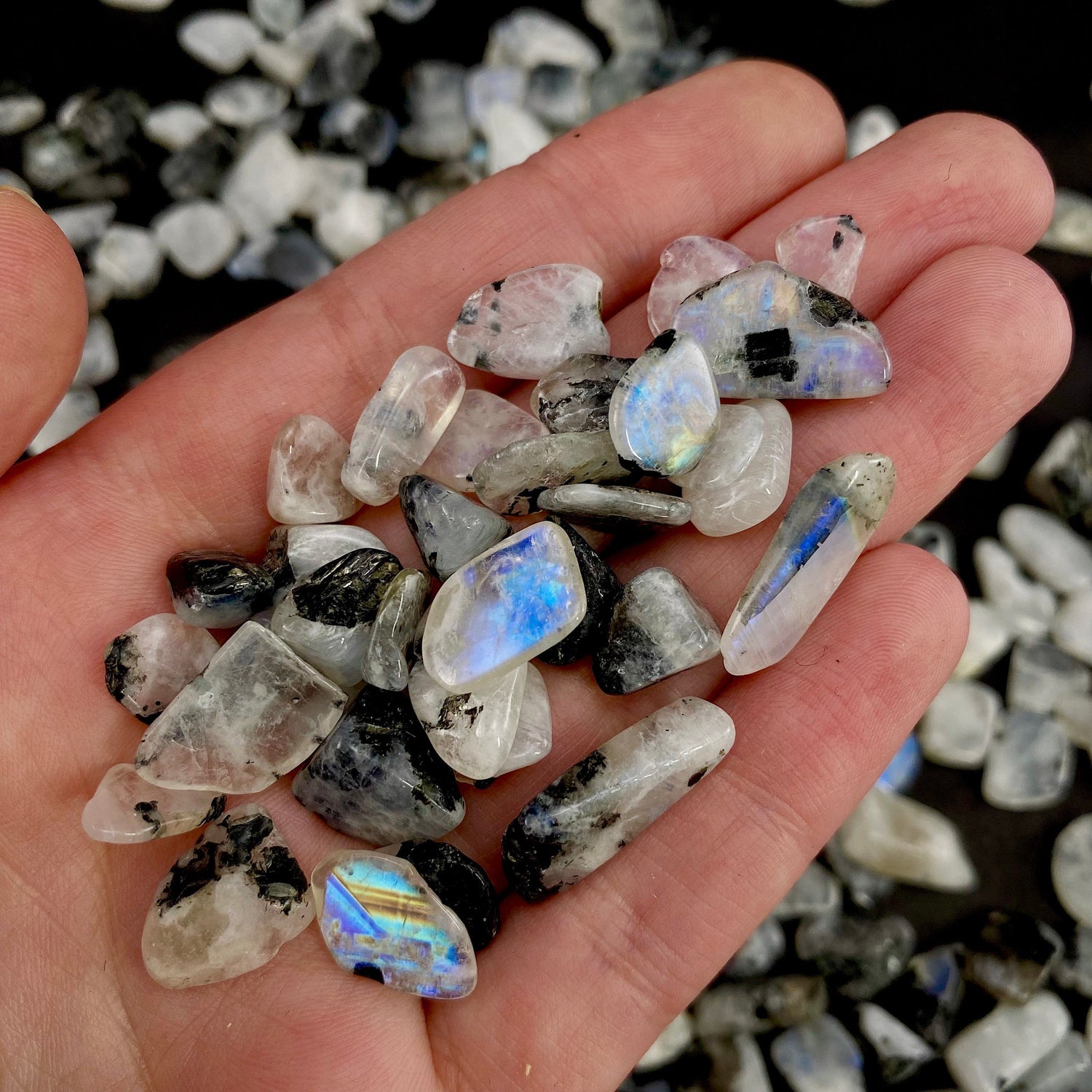 20g of Rainbow Moonstone, mini tumbled stones, tumbled crystal, tumbled moonstone, rainbow moonstone