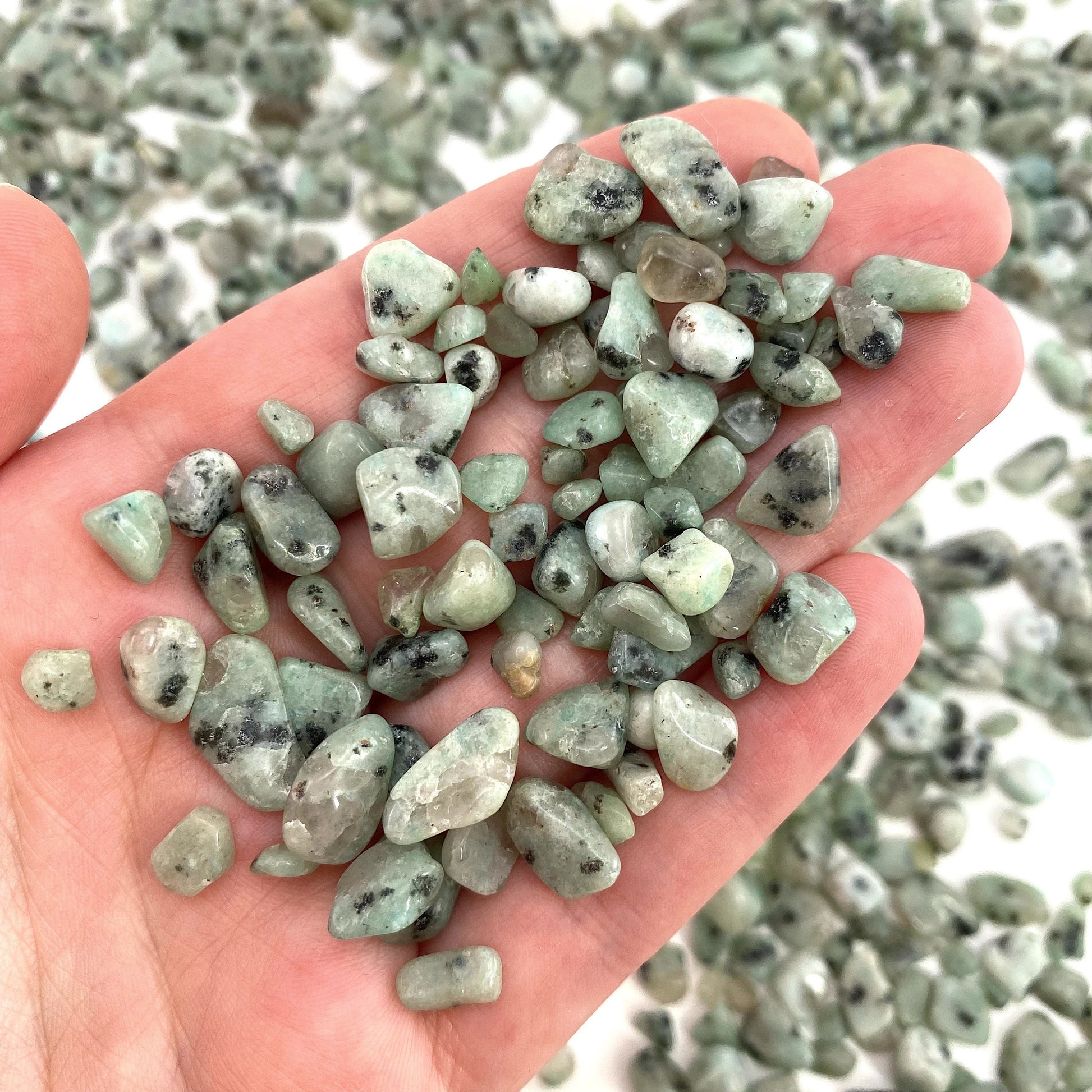 20g of Kiwi Jasper, mini tumbled stones, tumbled crystal, tumbled kiwi jasper, kiwi jasper chips, crystal chips