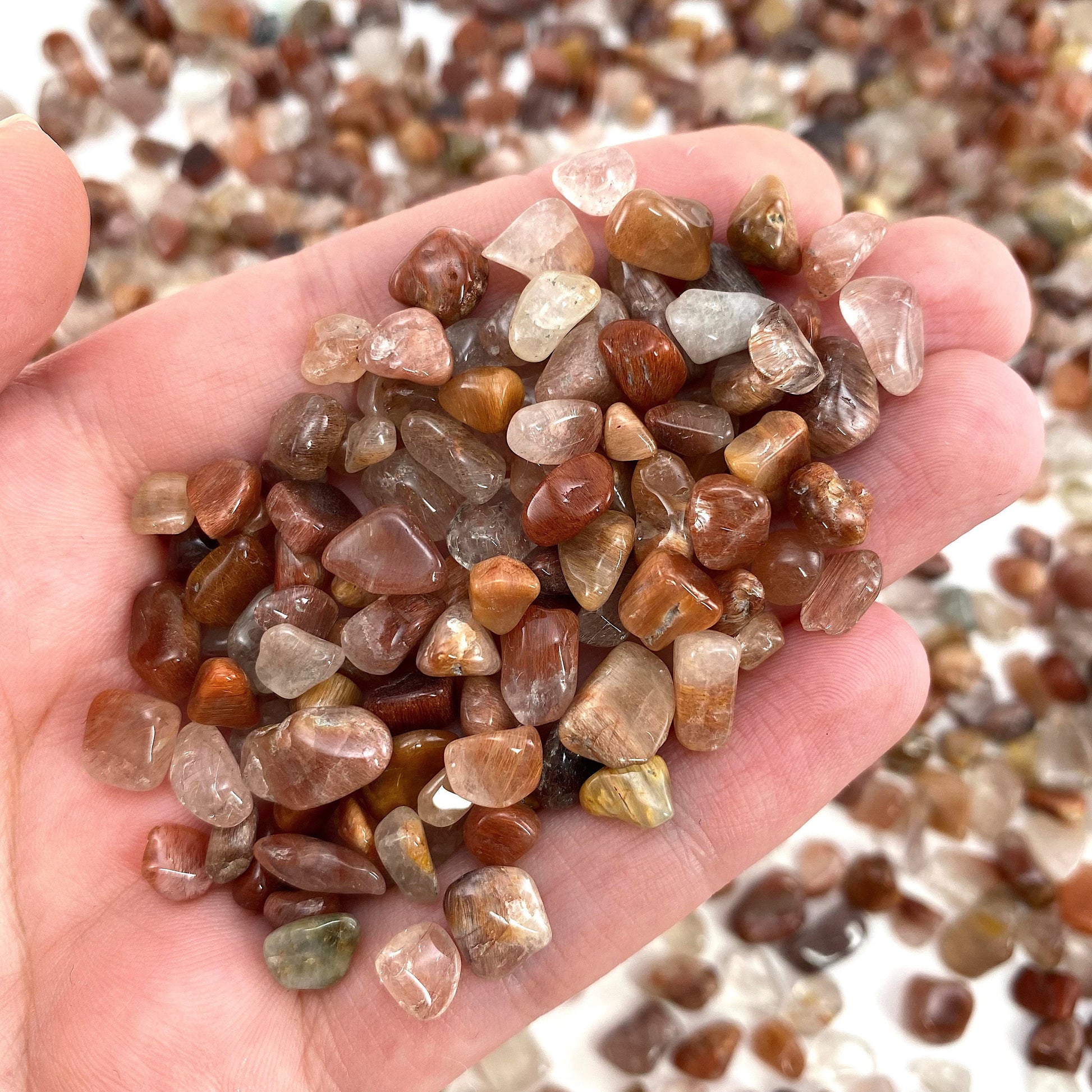 20g of Red Rutilated Quartz, mini tumbled stones, tumbled crystal, tumbled rutilated quartz, red quartz chips