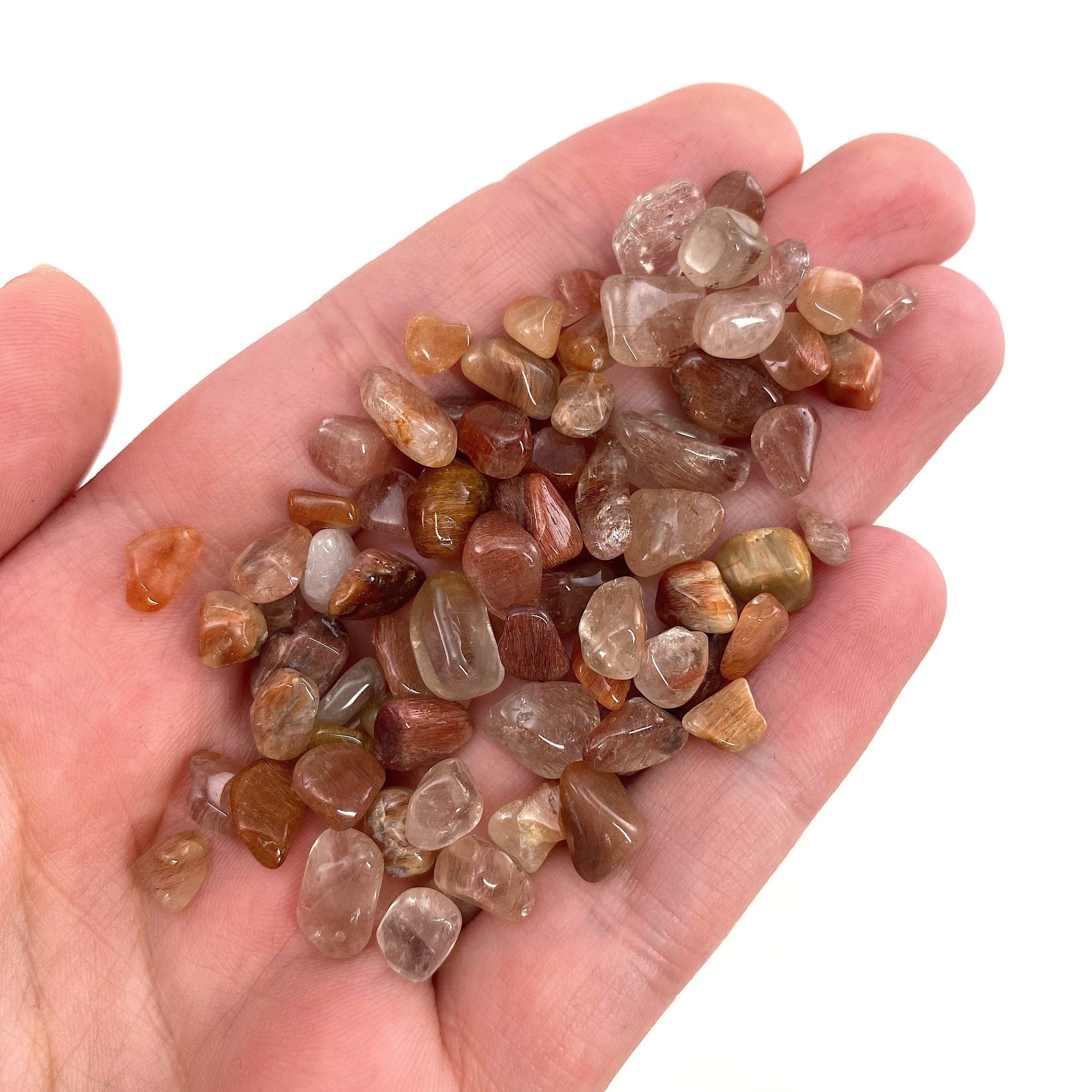 20g of Red Rutilated Quartz, mini tumbled stones, tumbled crystal, tumbled rutilated quartz, red quartz chips