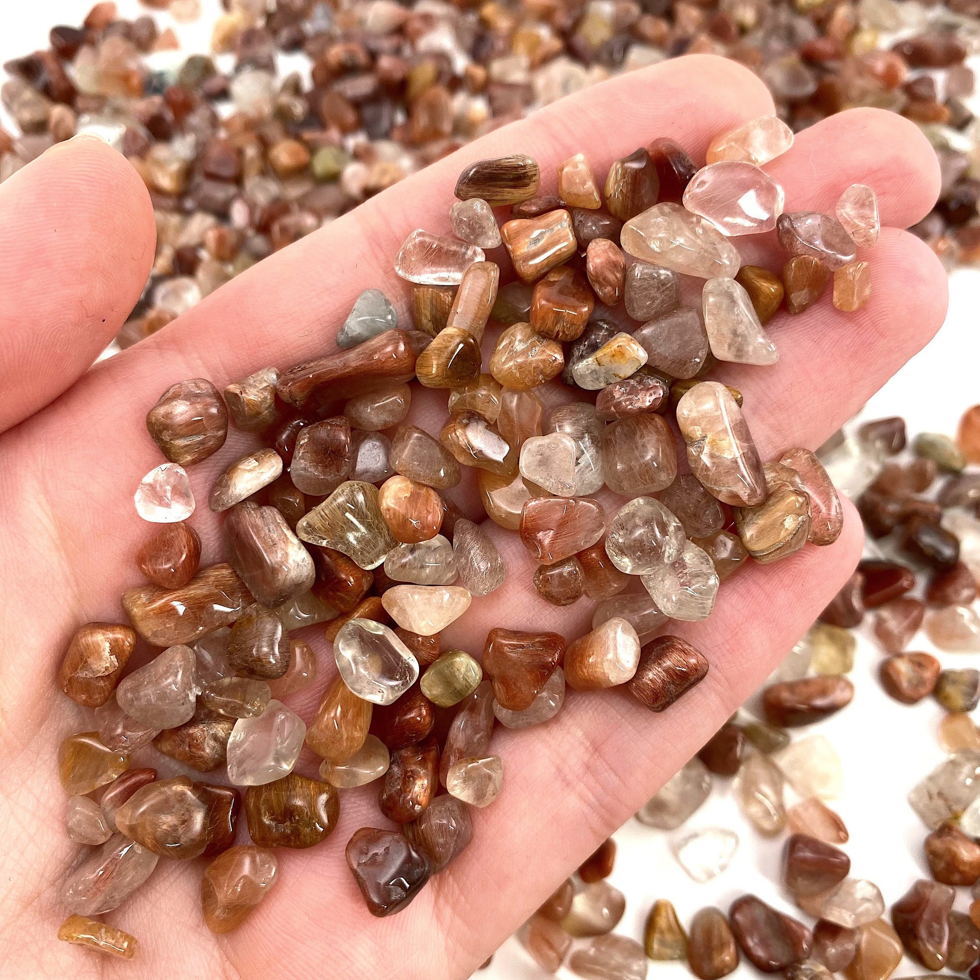 20g of Red Rutilated Quartz, mini tumbled stones, tumbled crystal, tumbled rutilated quartz, red quartz chips
