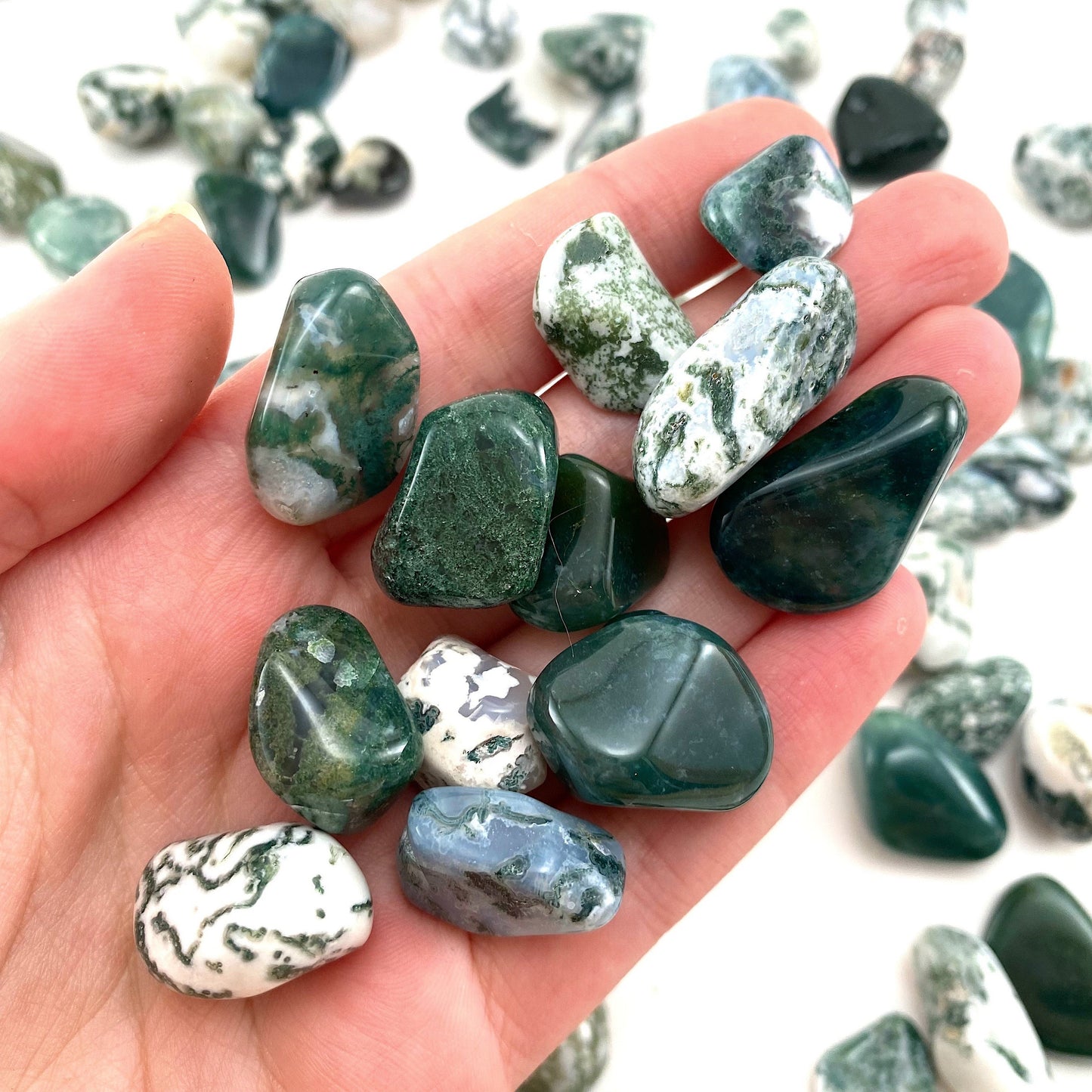 20g of Moss Agate, mini tumbled stones, tumbled crystal, tumbled moss agate, moss agate