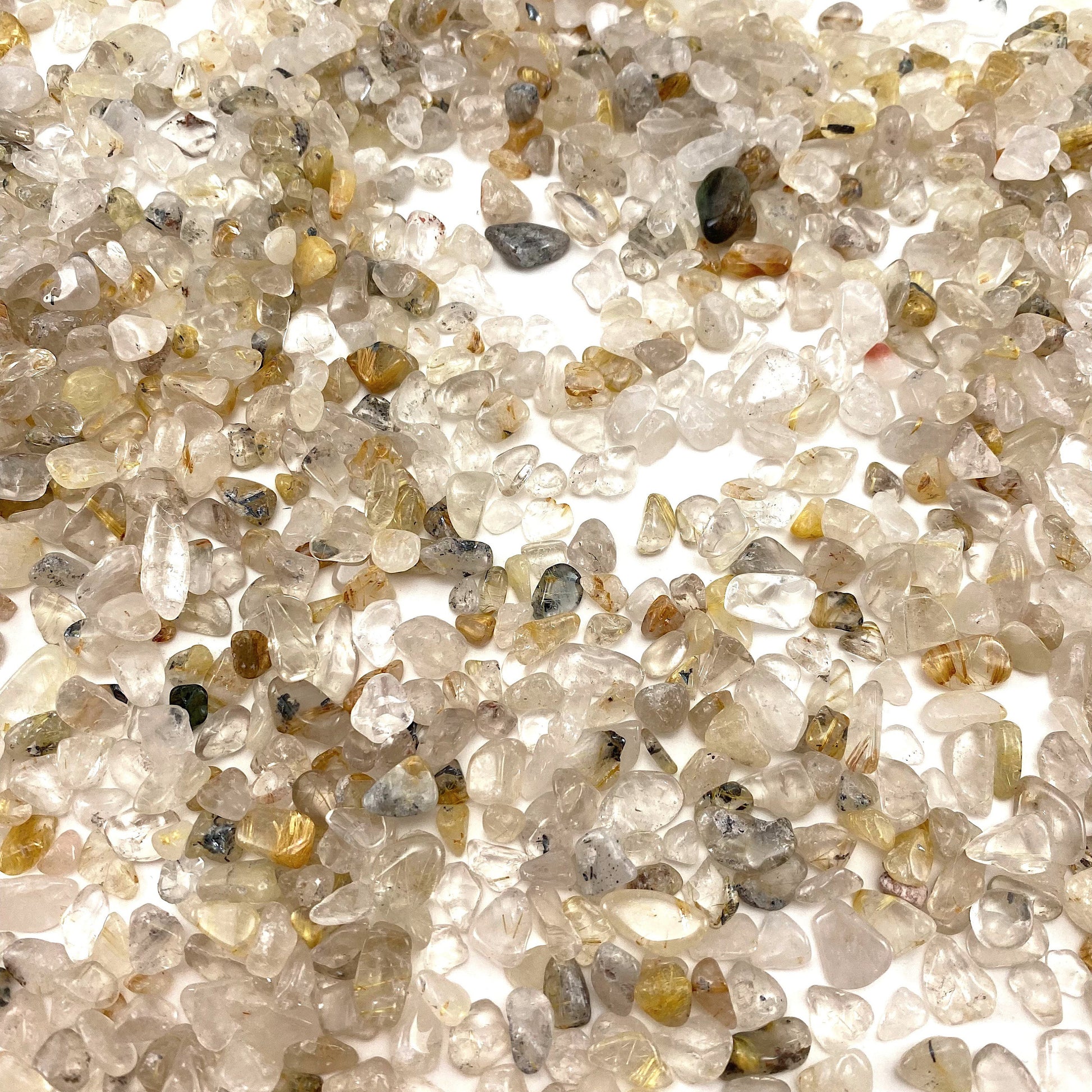 20g of Gold Rutilated Quartz, mini tumbled stones, tumbled crystal, tumbled rutilated quartz, golden rutilated quartz chips