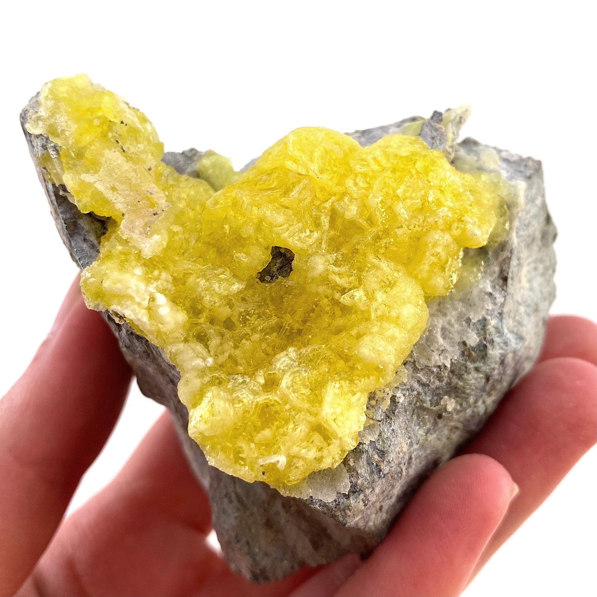 High Grade Yellow Brucite (Pakistan), yellow brucite specimen, raw brucite, yellow brucite crystal