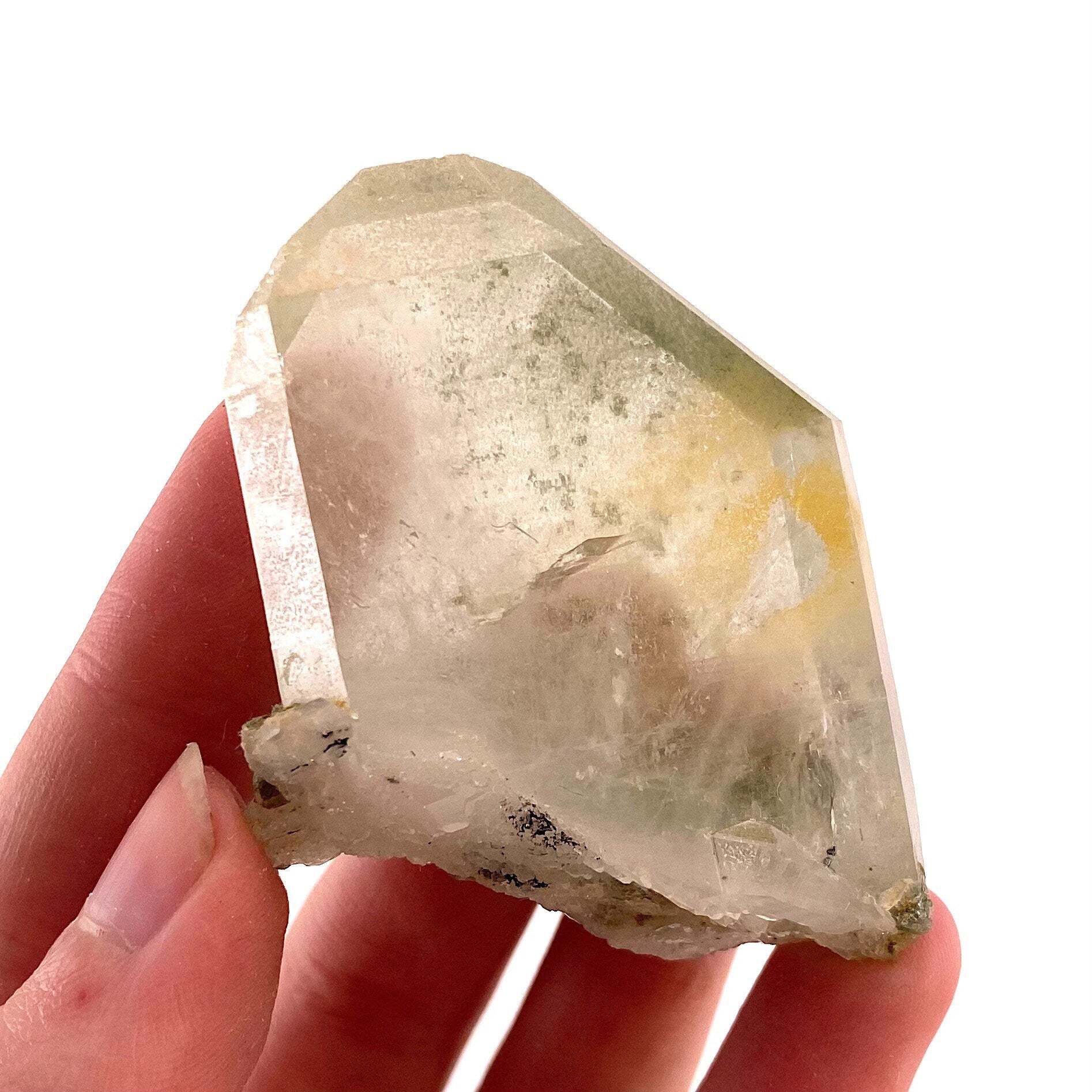 Green phantom quartz cluster (Pakistan) | green phantom quartz, chlorite quartz, green chlorite quartz