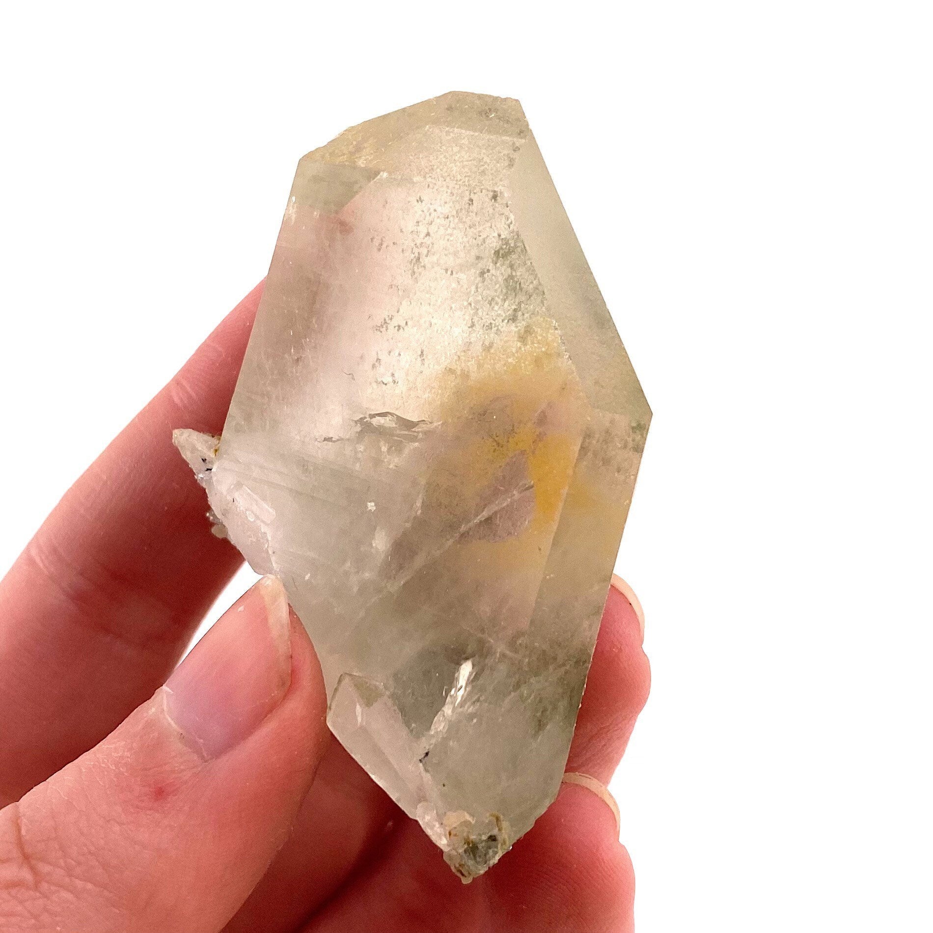 Green phantom quartz cluster (Pakistan) | green phantom quartz, chlorite quartz, green chlorite quartz