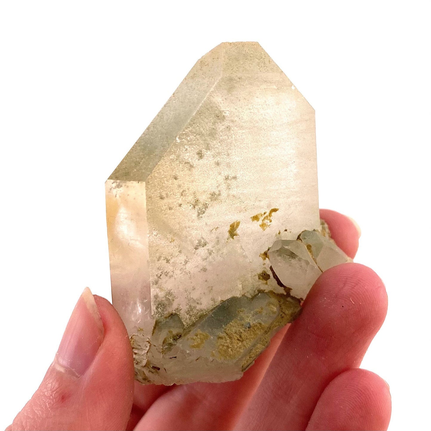 Green phantom quartz cluster (Pakistan) | green phantom quartz, chlorite quartz, green chlorite quartz