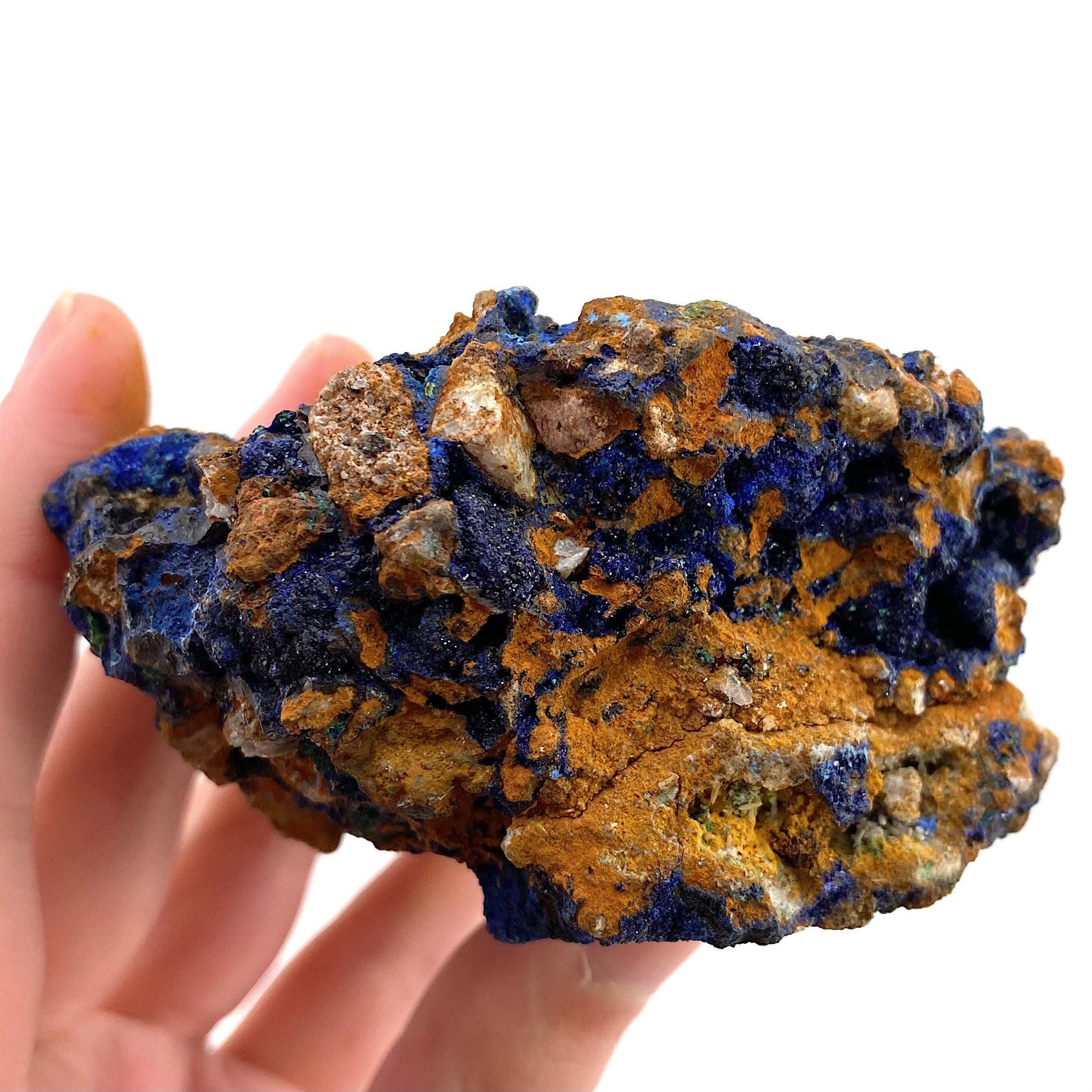 Raw Azurite with Malachite (Congo), raw azurite, azurite specimen