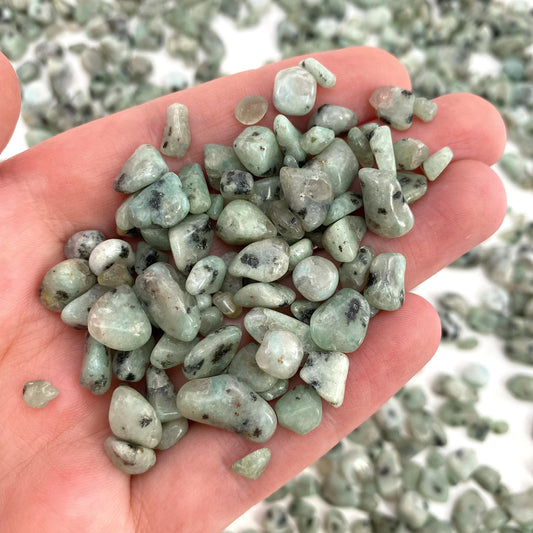 20g of Kiwi Jasper, mini tumbled stones, tumbled crystal, tumbled kiwi jasper, kiwi jasper chips, crystal chips