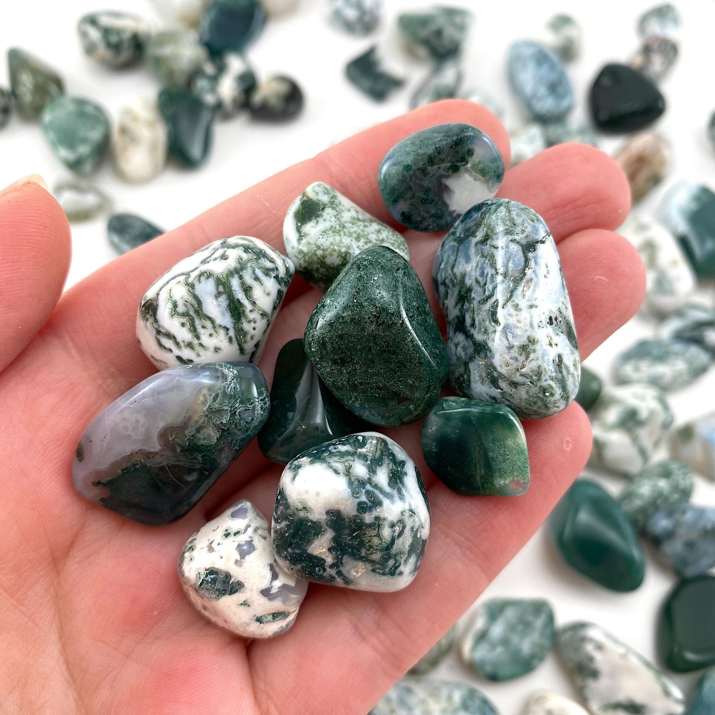 20g of Moss Agate, mini tumbled stones, tumbled crystal, tumbled moss agate, moss agate