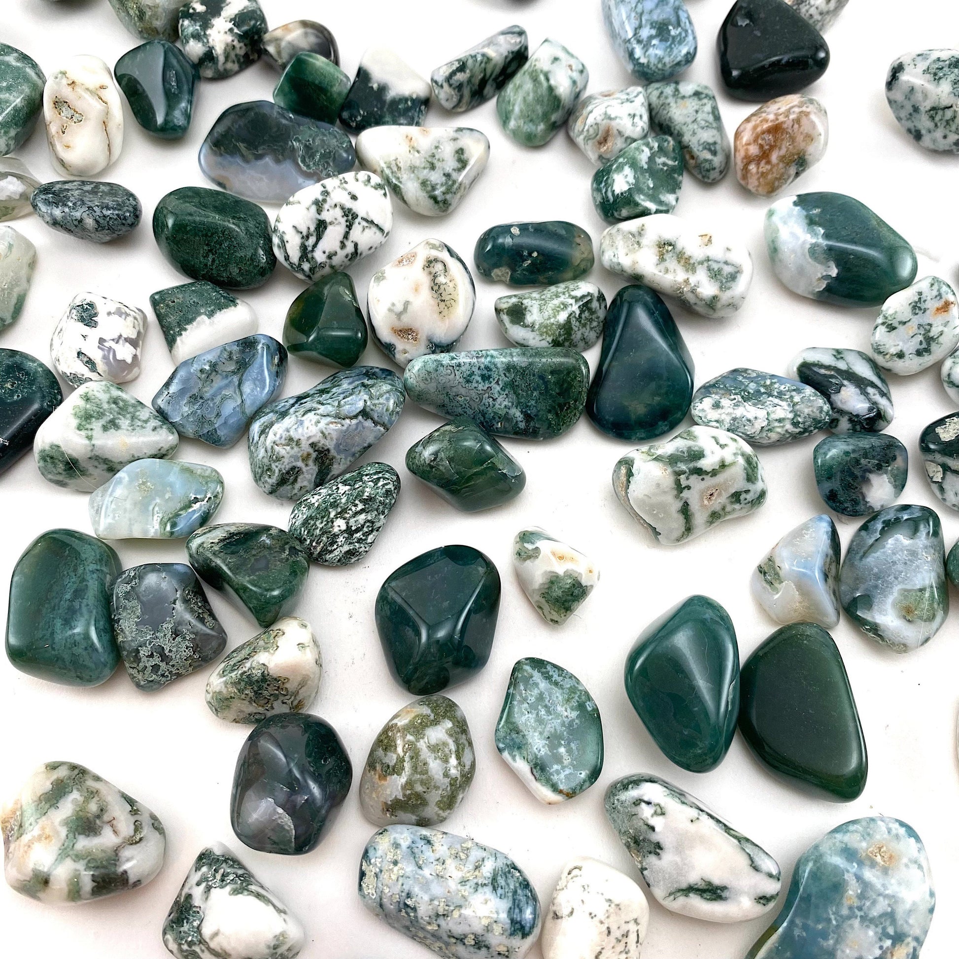 20g of Moss Agate, mini tumbled stones, tumbled crystal, tumbled moss agate, moss agate